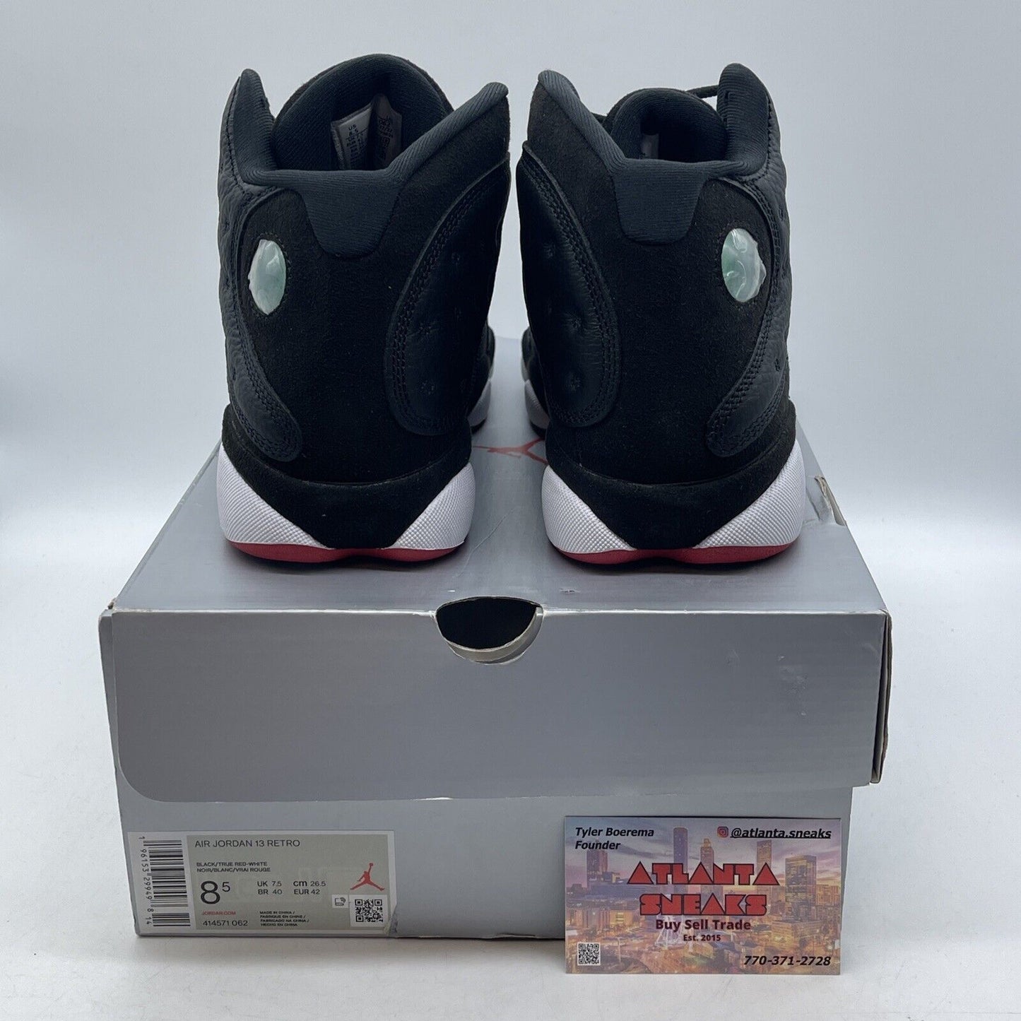 Size 8.5 - Jordan 13 Retro Mid Playoff Black White Red Suede (414571-062)