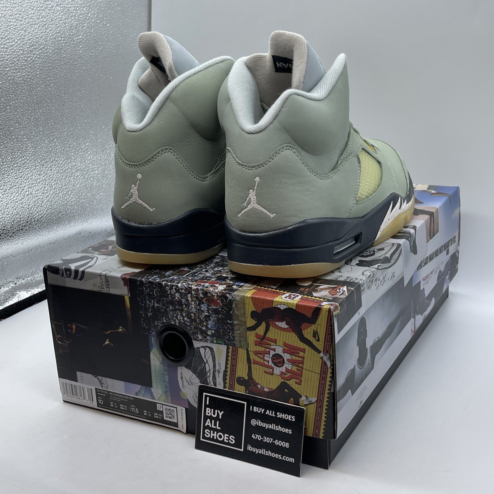 Size 10 - Jordan 5 JADE HORIZON 2022 Green Silver Leather (DC7501-300)