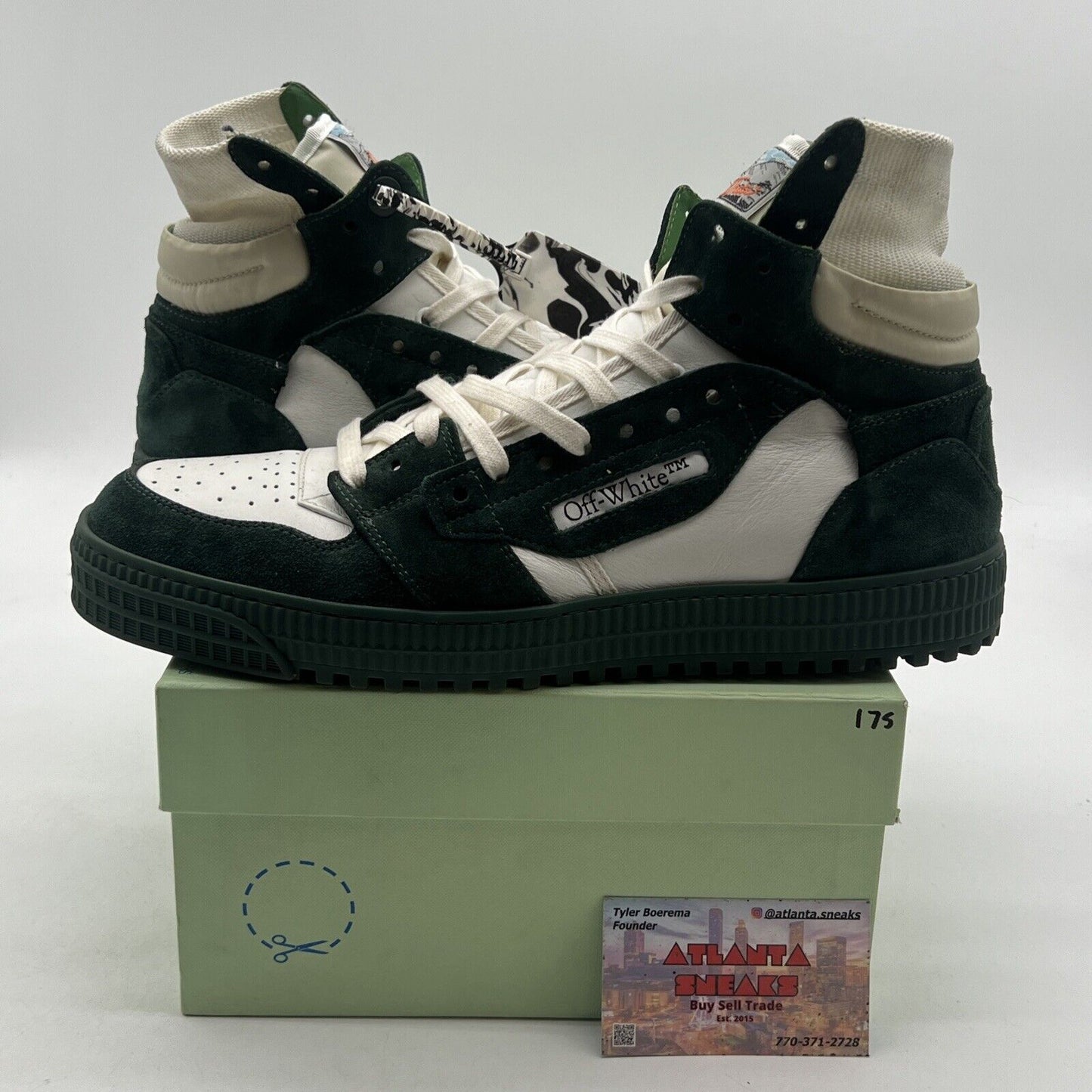 Size 12-Off White x Virgil Abloh 3.0 Off Court Calf Leather Sneakers White/Green
