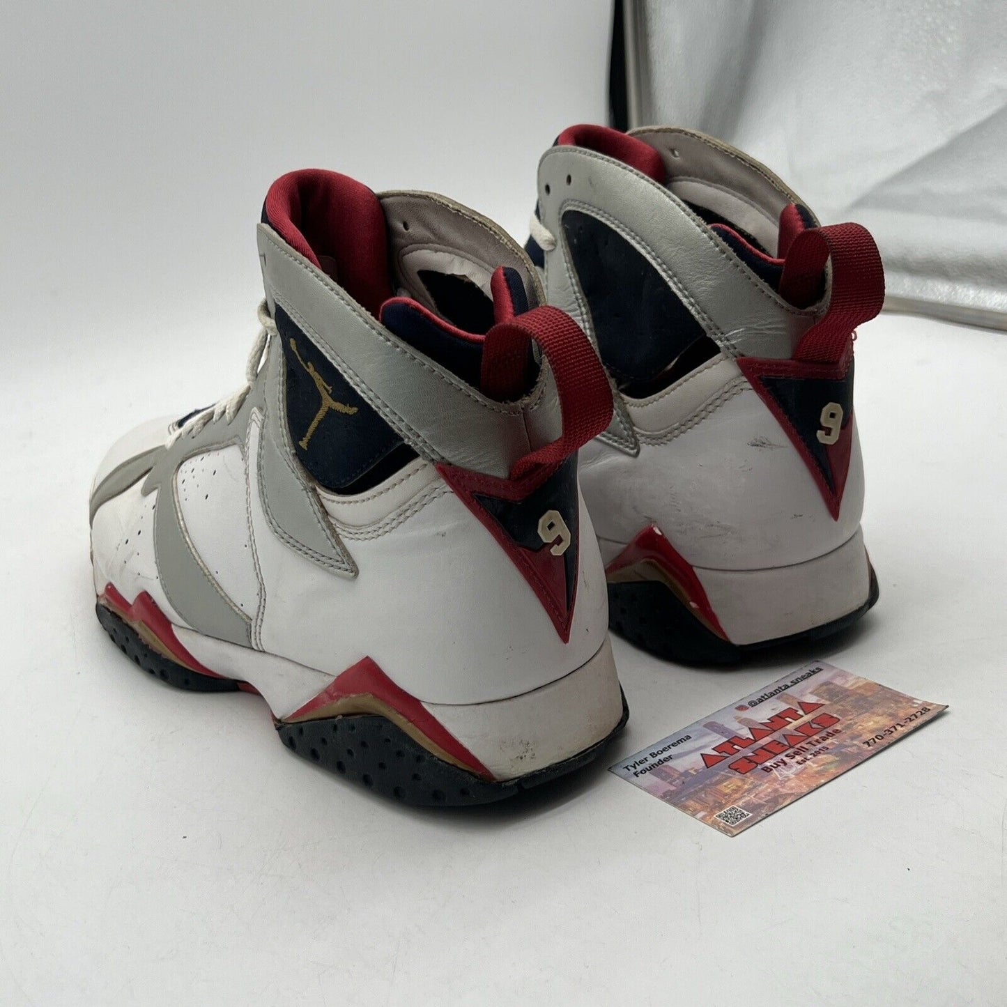 Size 10.5 - Air Jordan 7 Retro 2012 Olympic White Navy Red Leather (304775-135)