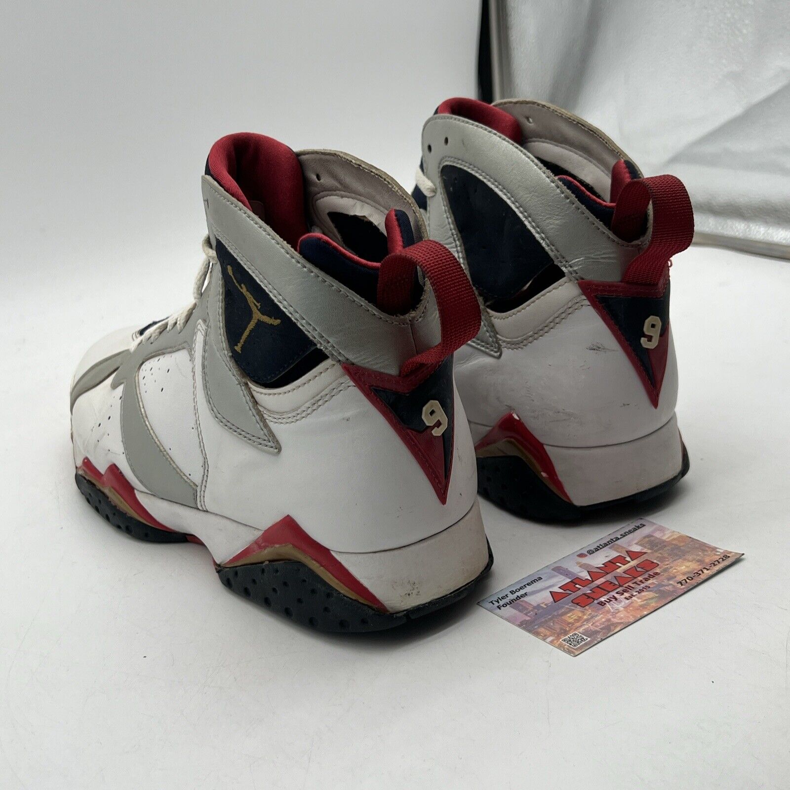Size 10.5 - Air Jordan 7 Retro 2012 Olympic White Navy Red Leather (304775-135)
