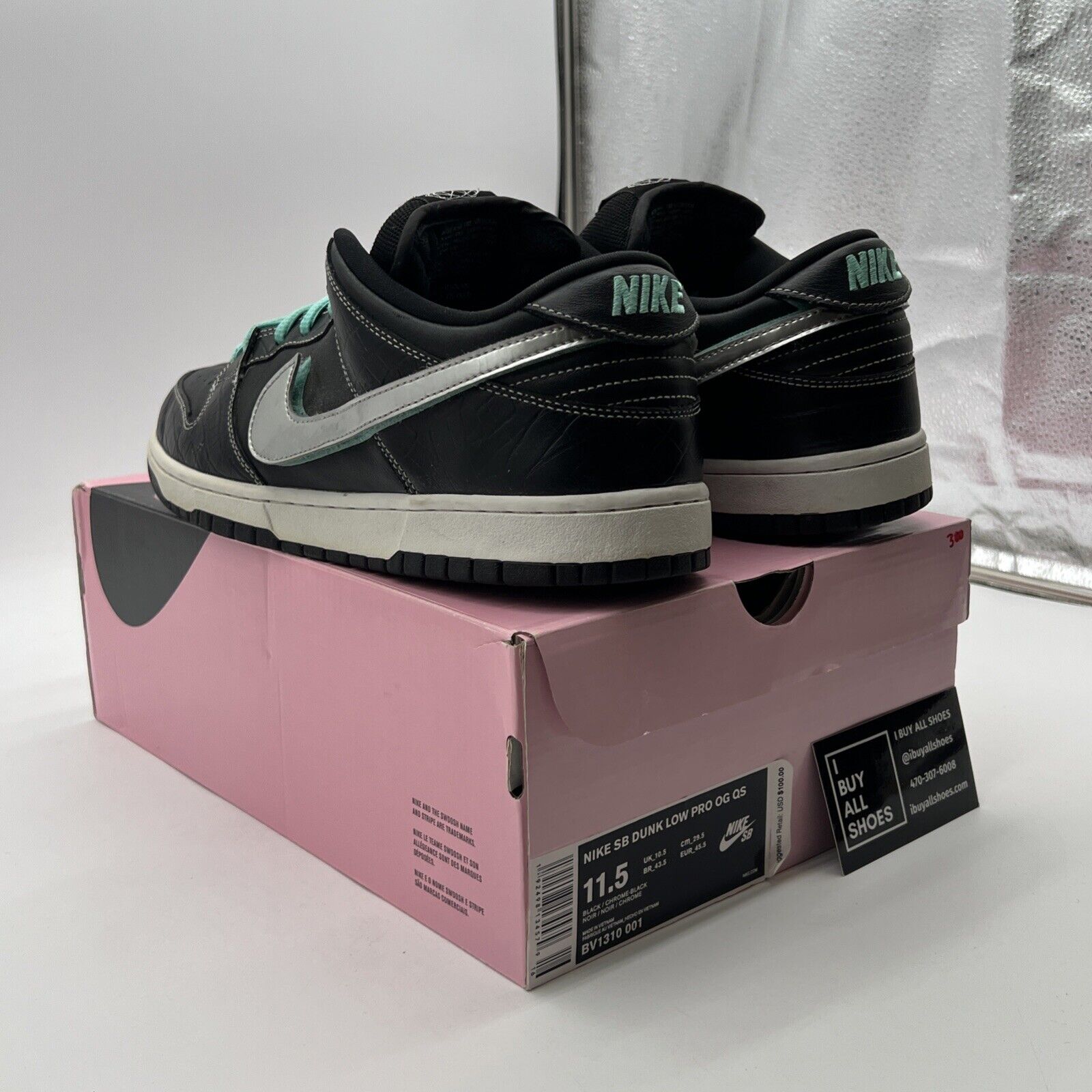 Size 11.5 - Nike Diamond Supply Co. x Dunk Pro SB Low Black Diamond (BV1310-001)