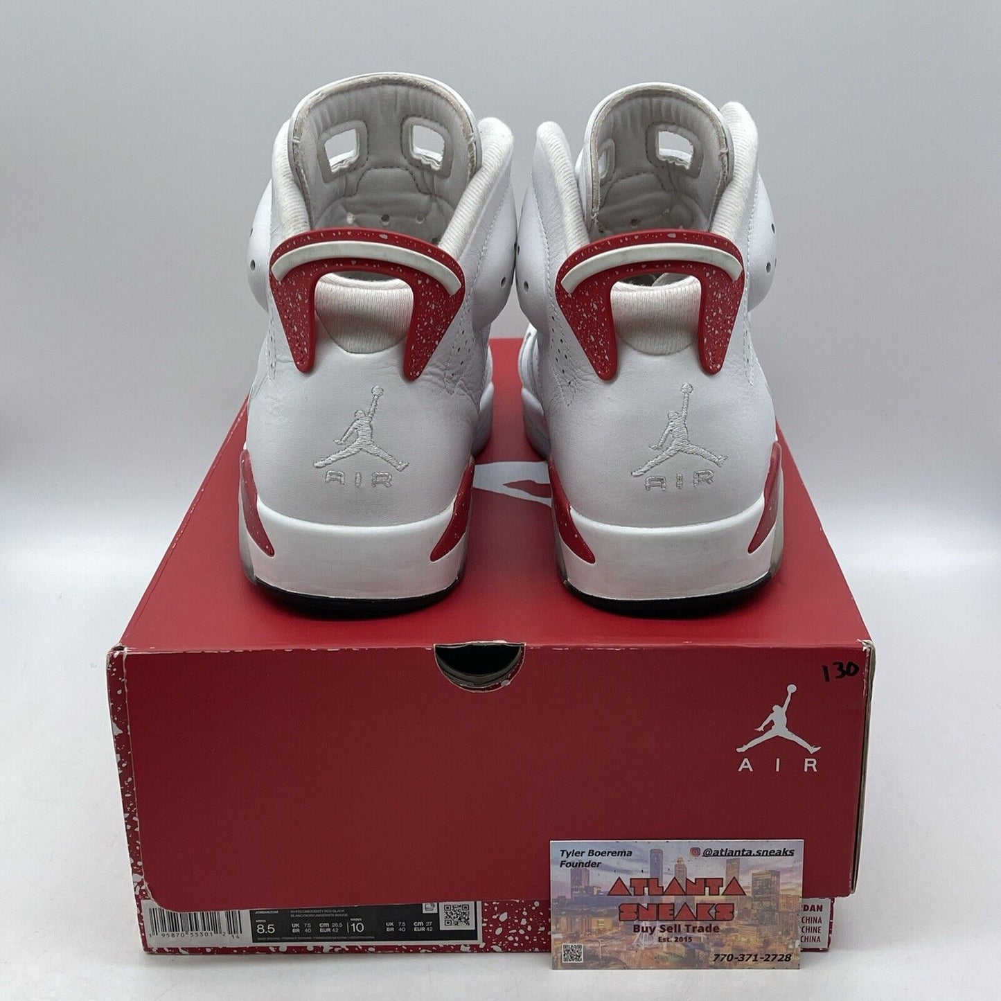 Size 8.5 - Jordan 6 White and University Red White Leather (CT8529-162)