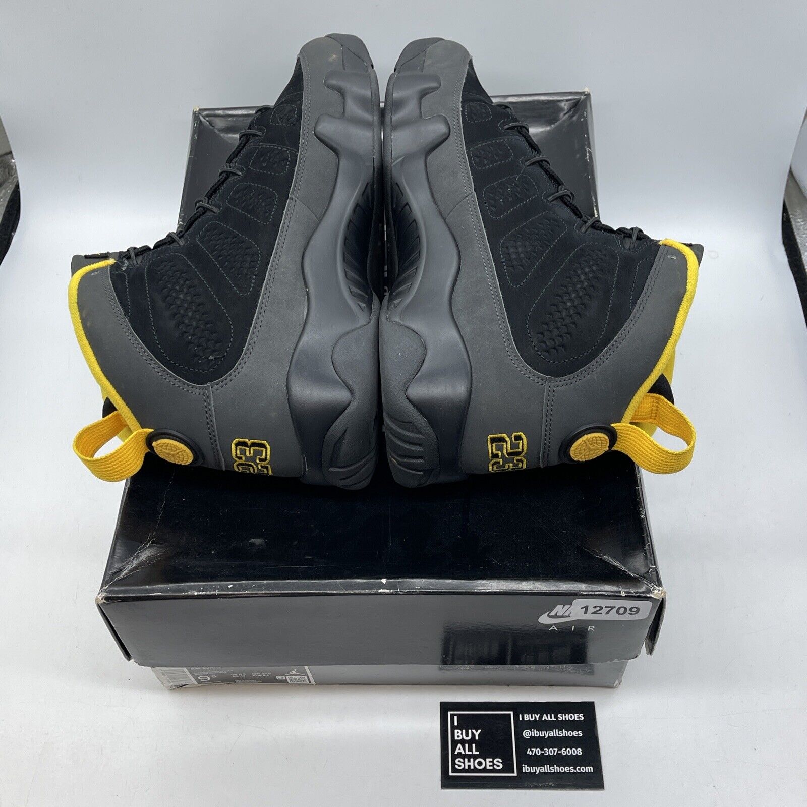 Size 9.5 - Jordan 9 Retro Black Grey Yellow Suede Leather (CT8019-070)