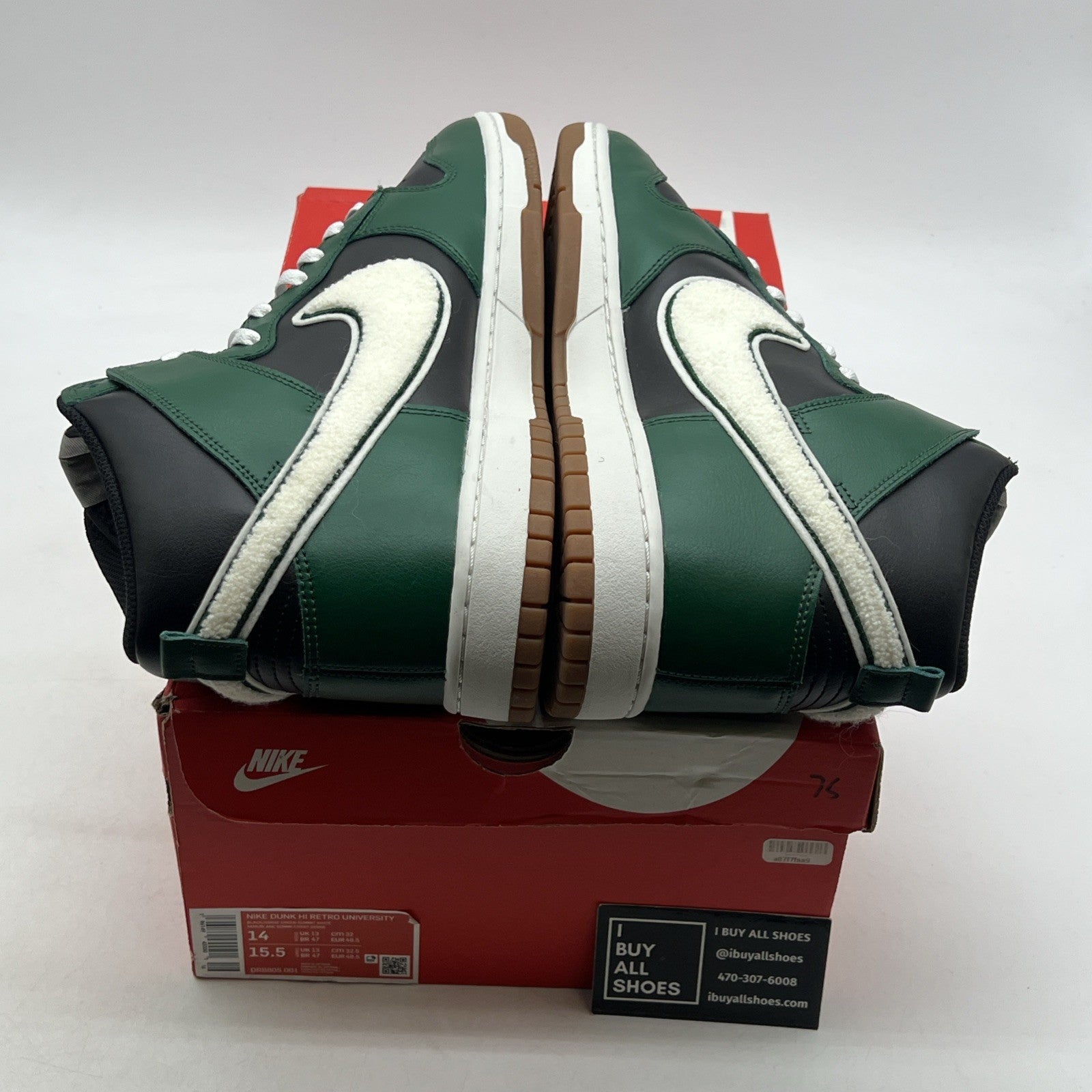 Size 14 - Nike Dunk High Chenille Swoosh - Gorge Green (DR8805-001)