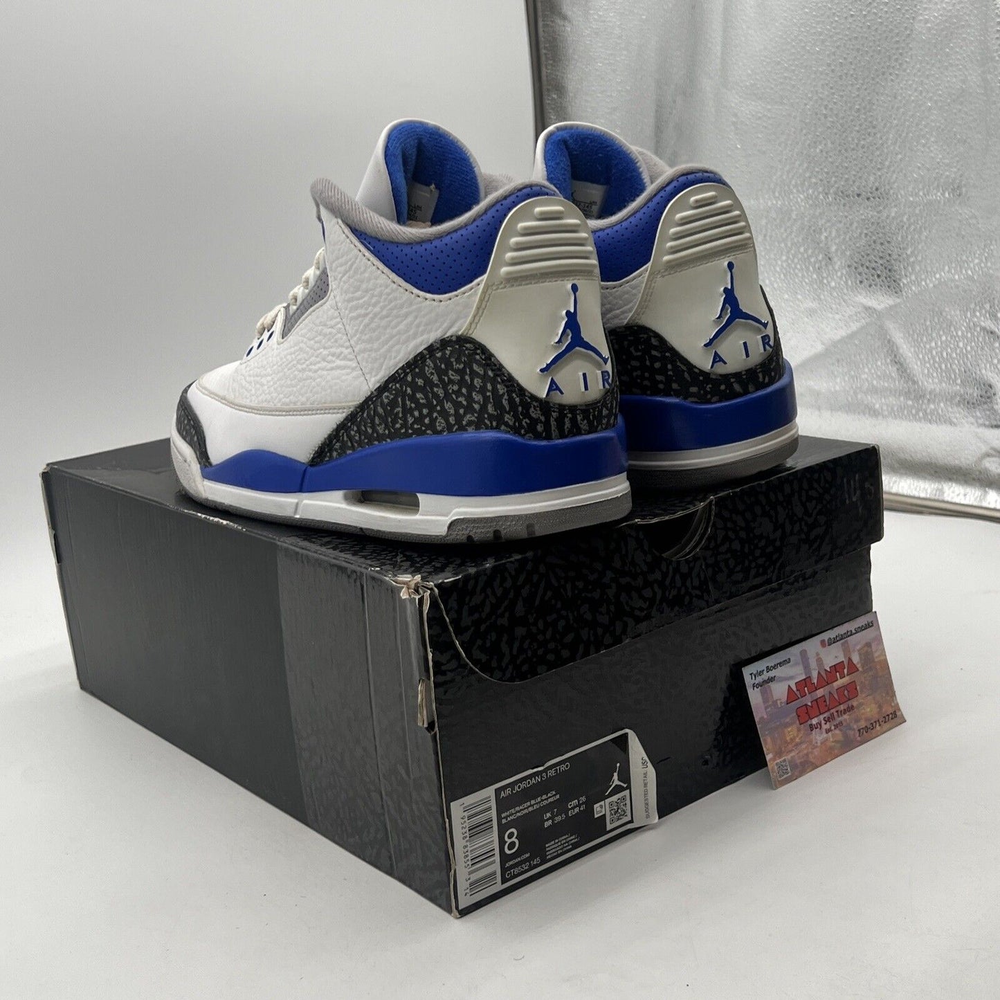 Size 8 - Jordan 3 Retro Mid Racer Blue White Black Grey Leather (CT8532-145)