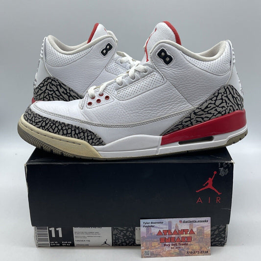 Size 11 - Jordan 3 Retro Hall of Fame 2018 Red Grey Suede White (136064-116)