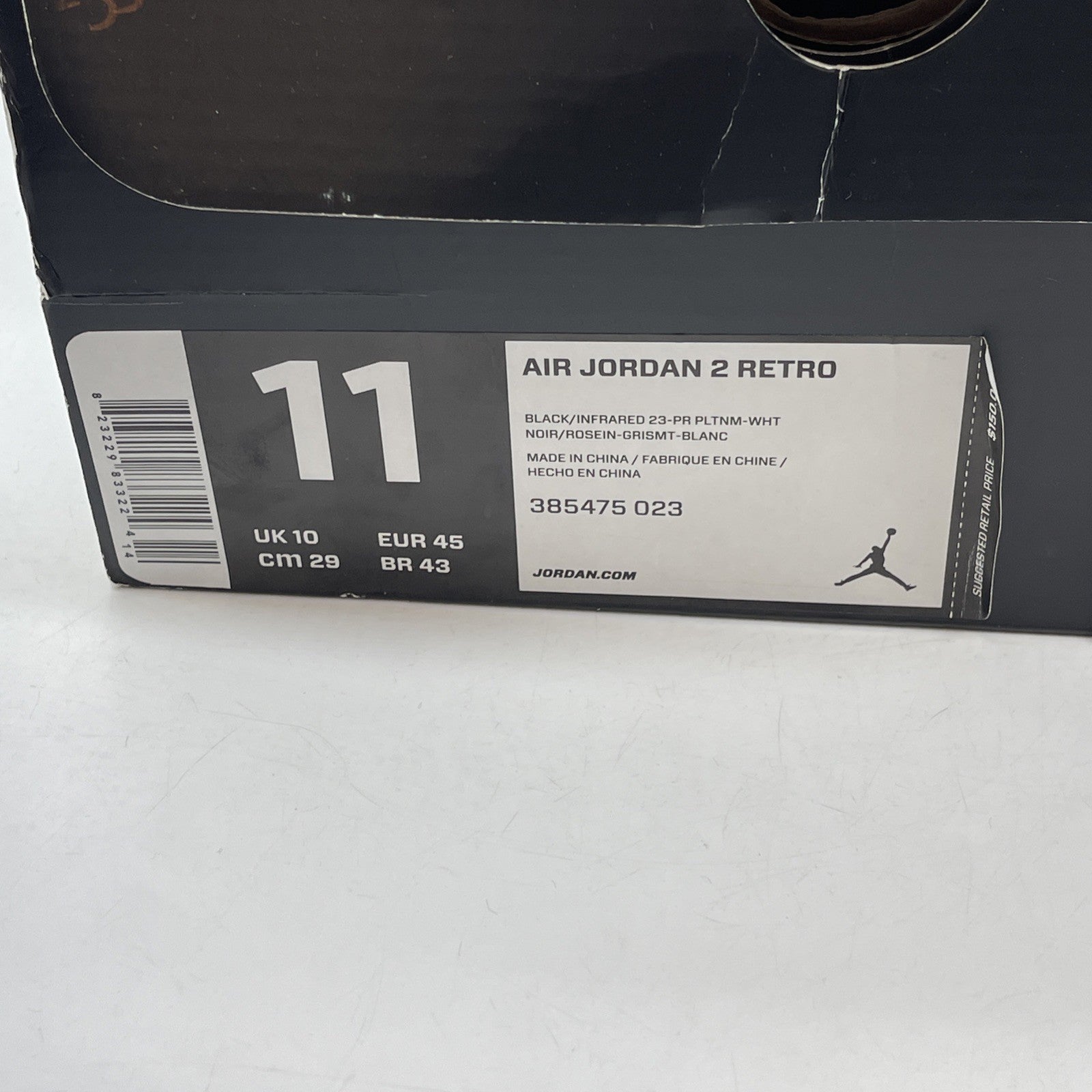 Size 11 - Air Jordan 2 Retro Infrared 23 Black Grey Leather (385475-023)