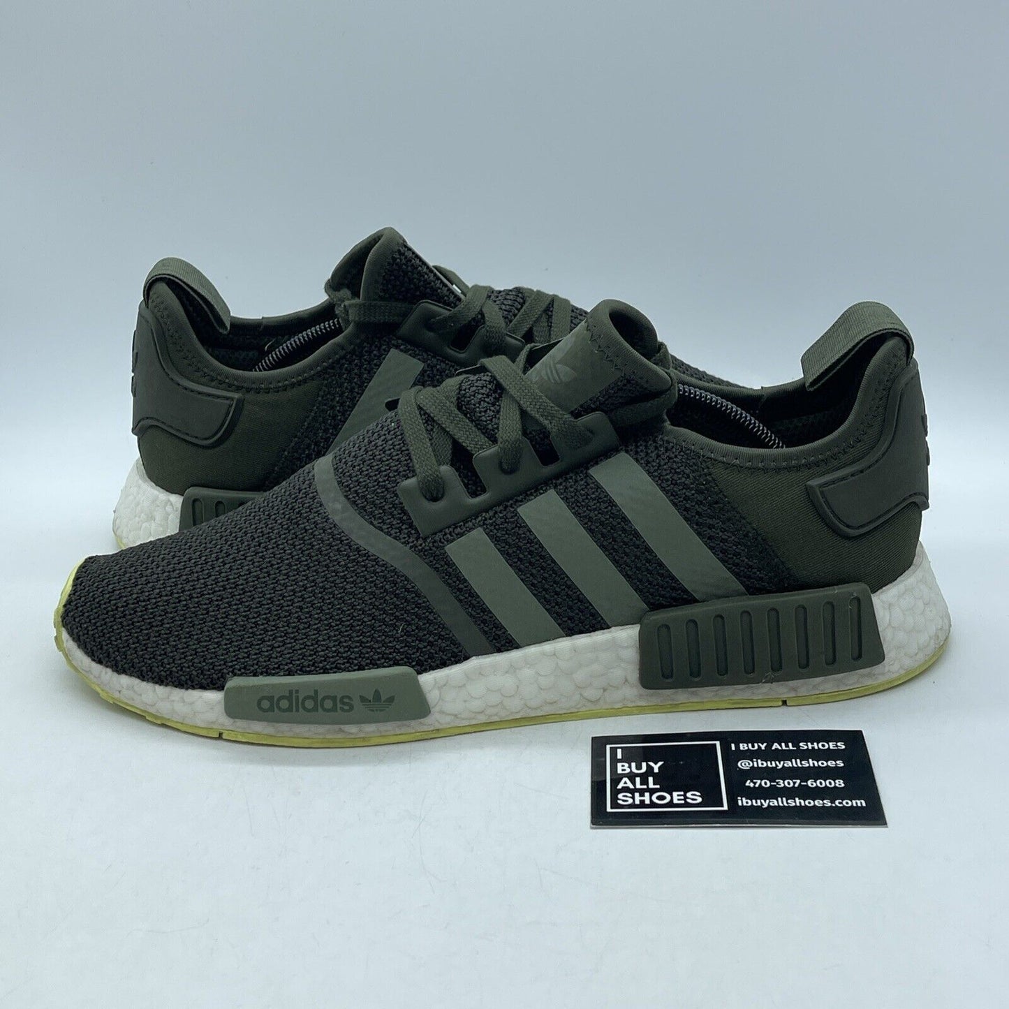 Size 13 - adidas NMD_R1 Night Cargo Green White Suede Leather (CQ2414)