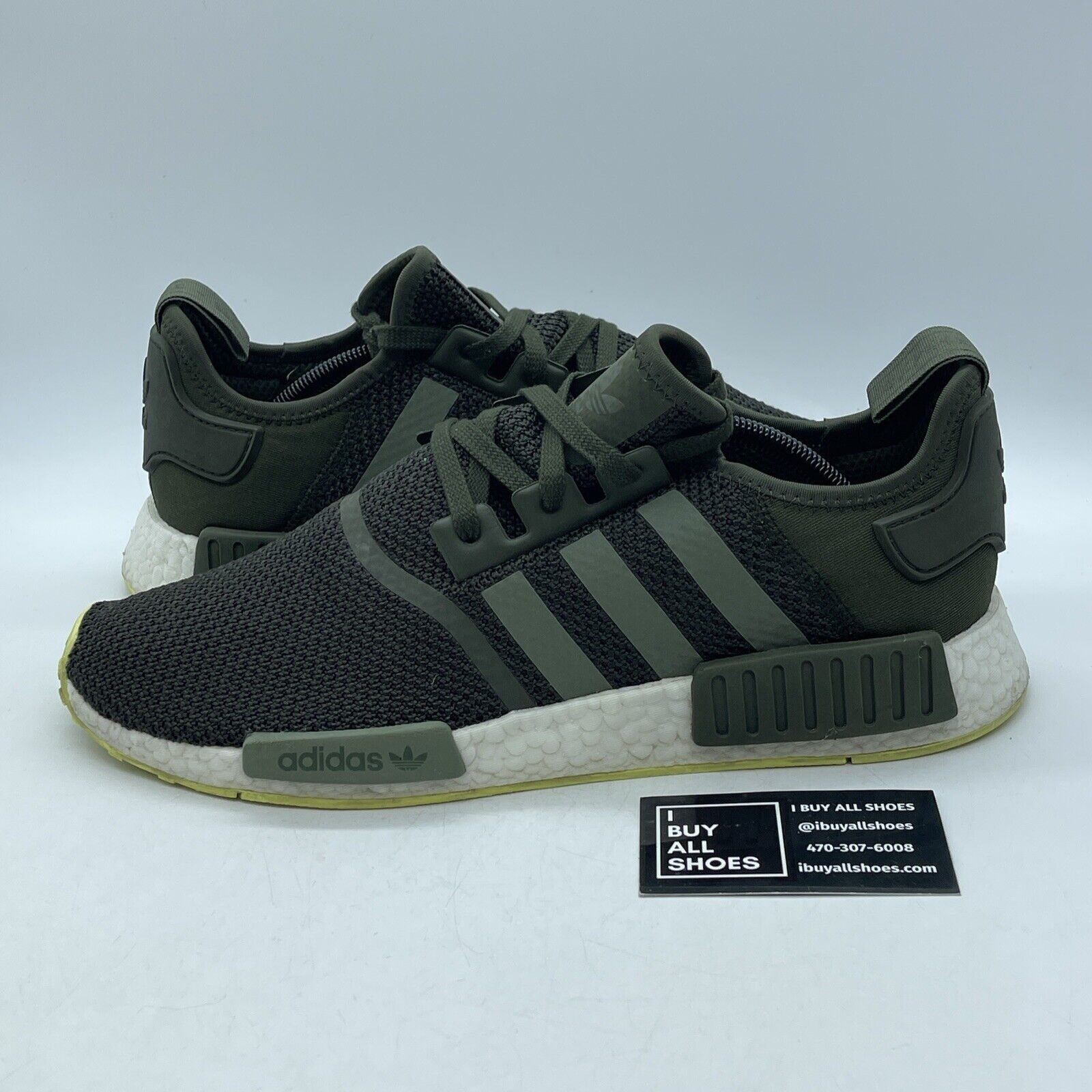 Size 13 - adidas NMD_R1 Night Cargo Green White Suede Leather (CQ2414)