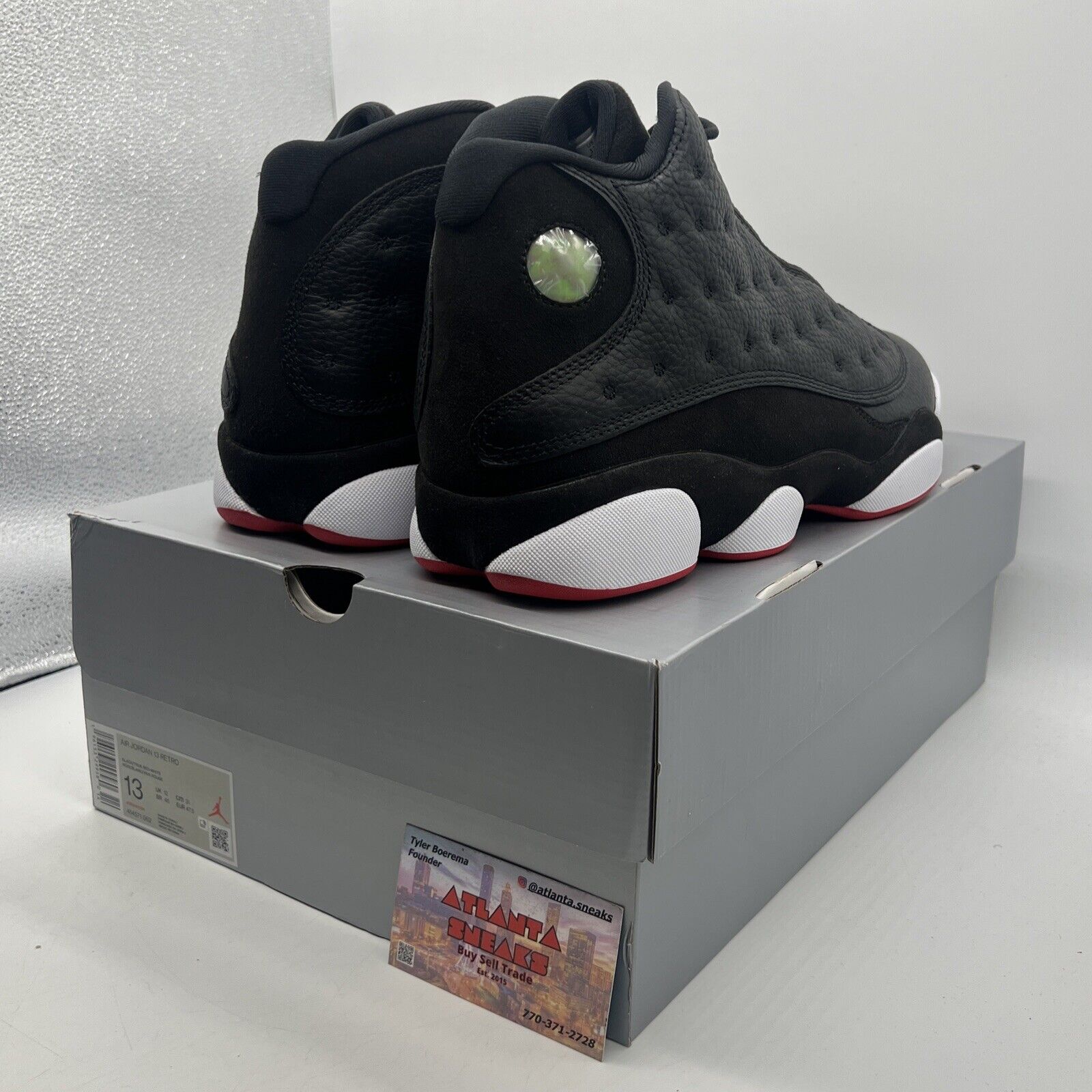 Size 13 - Jordan 13 Retro Mid Playoff Black White Red Leather (414571-062)