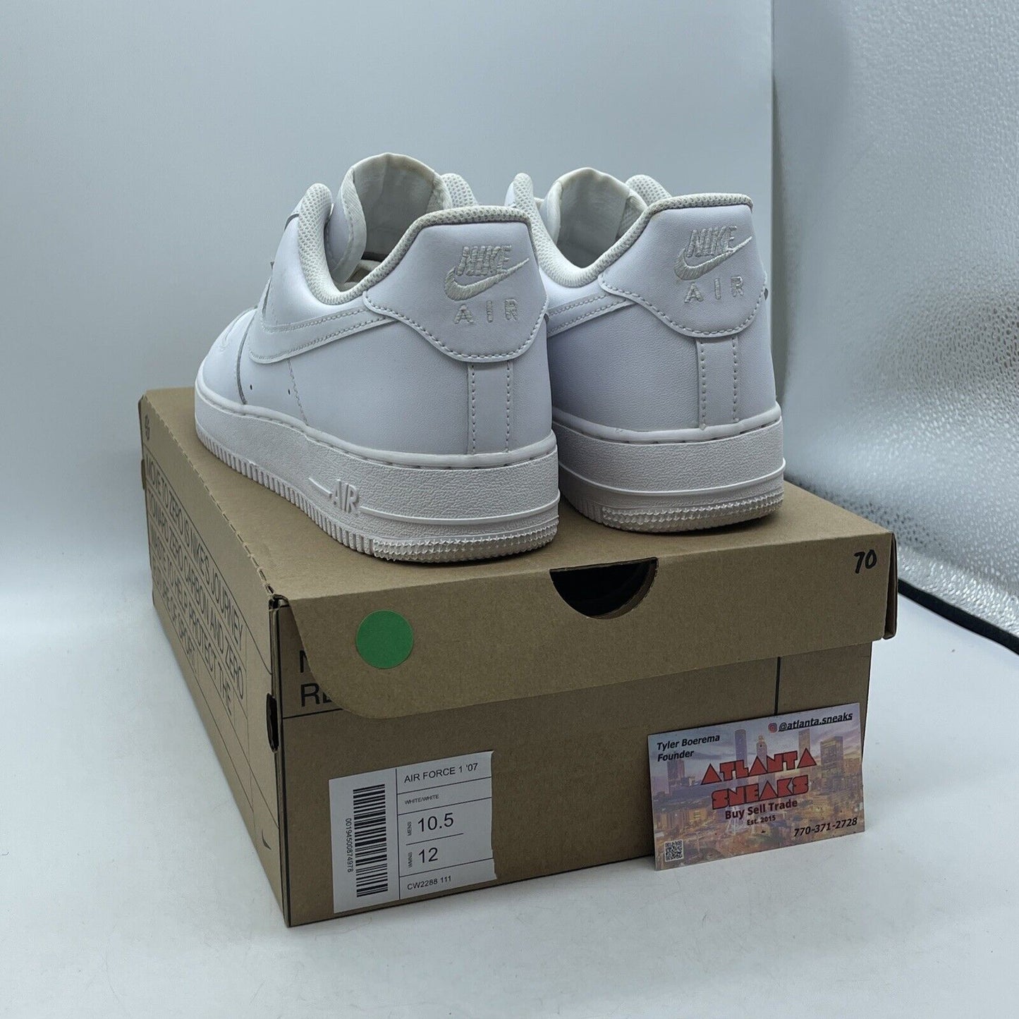 Size 10.5 - Nike Air Force 1 '07 Low Triple White Leather (CW2288-111)