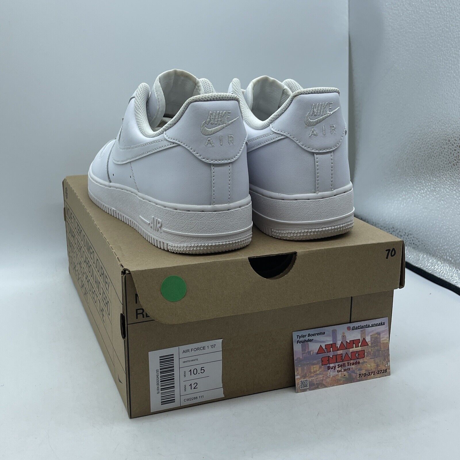 Size 10.5 - Nike Air Force 1 '07 Low Triple White Leather (CW2288-111)