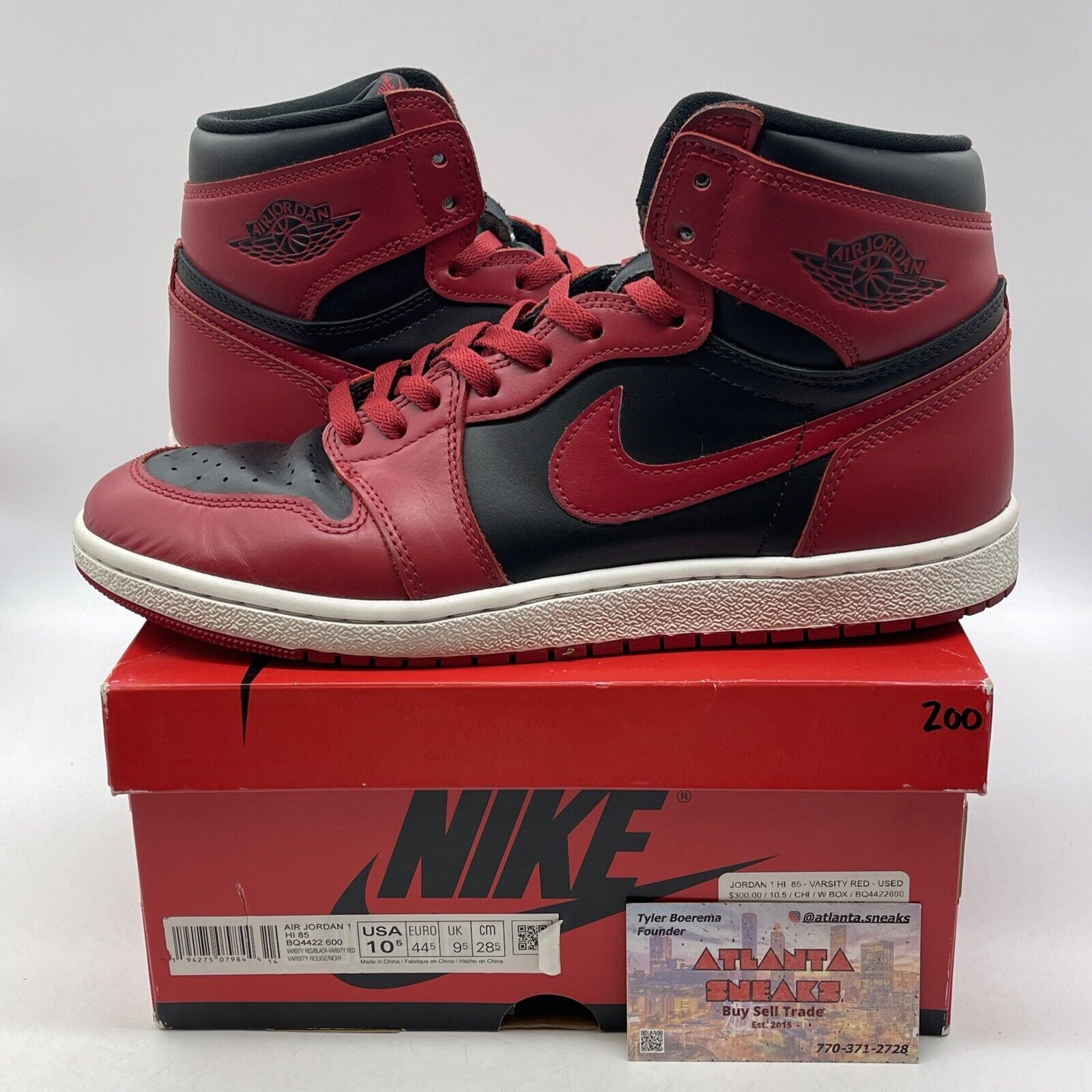 Size 10.5 - Jordan 1 Retro High 85 Varsity Red Black White Leather (BQ4422-600)