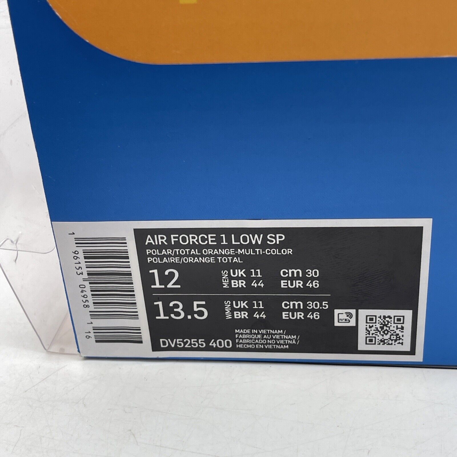 Size 12 - Nike Undefeated x Air Force 1 Low Total Orange Leather (DV5255-400)