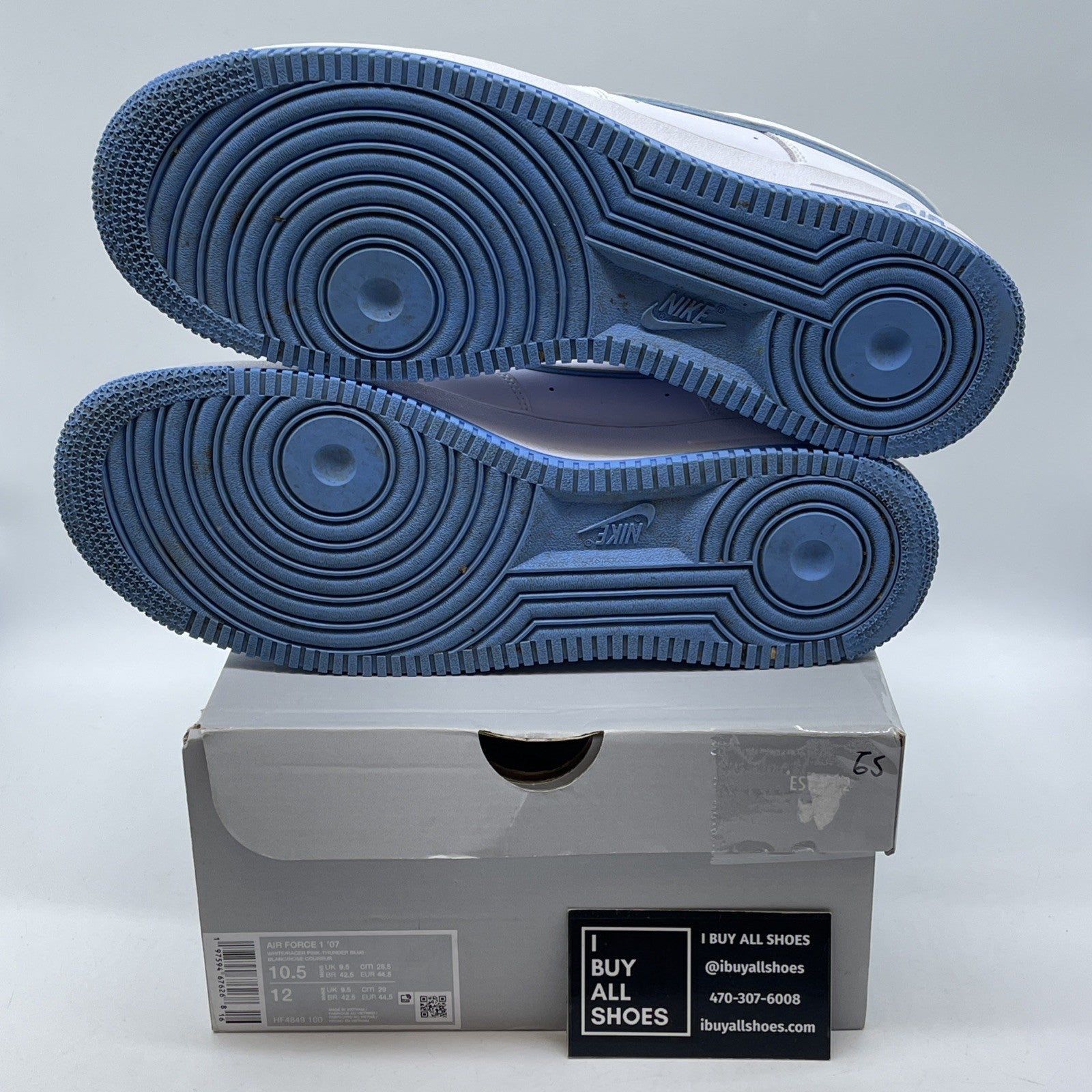 Size 10.5 - Nike Air Force 1 '07 White University Blue White (DV0788-101)
