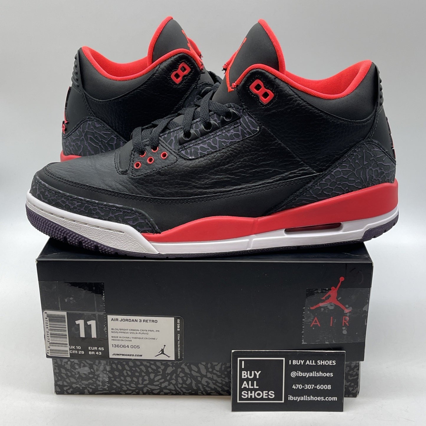 Size 11 - Air Jordan 3 Retro Crimson Black Pink Suede Leather (136064-005)