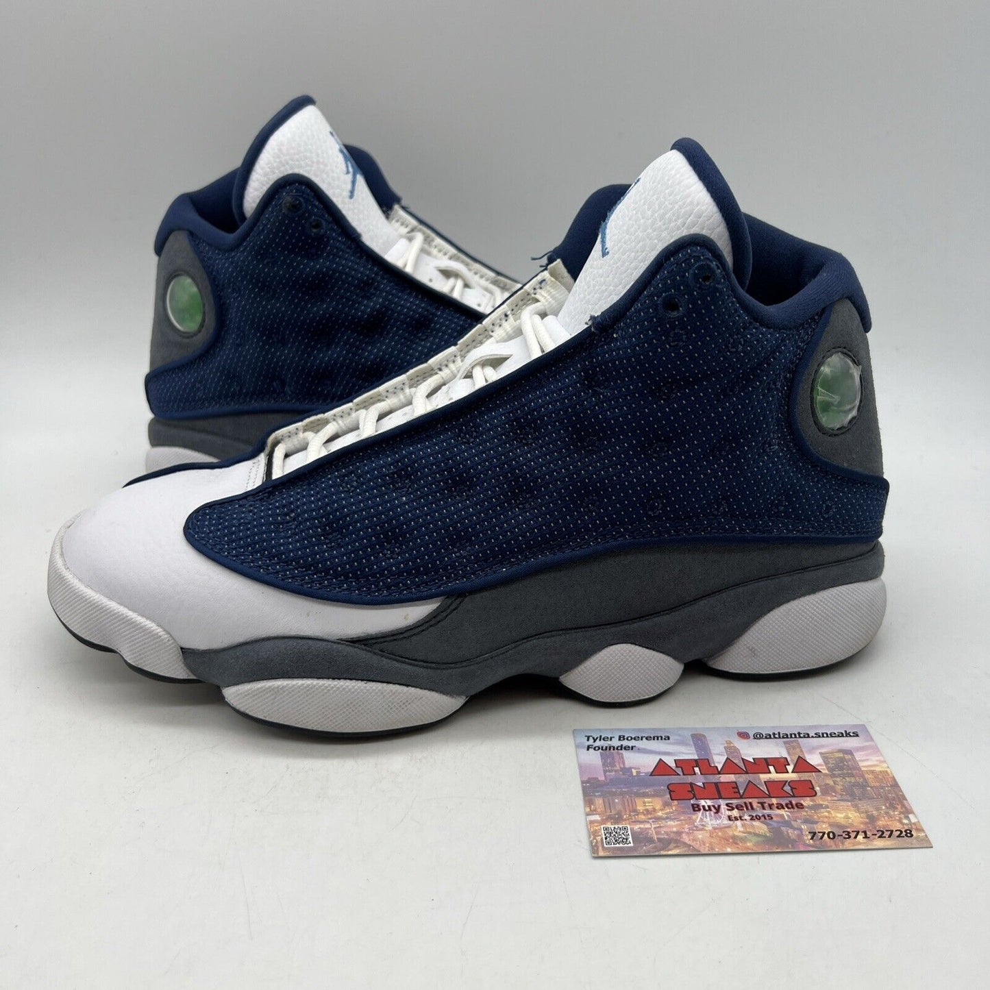 Size 8 - Jordan 13 Retro Mid Flint White Leather Blue Grey (414571-404)