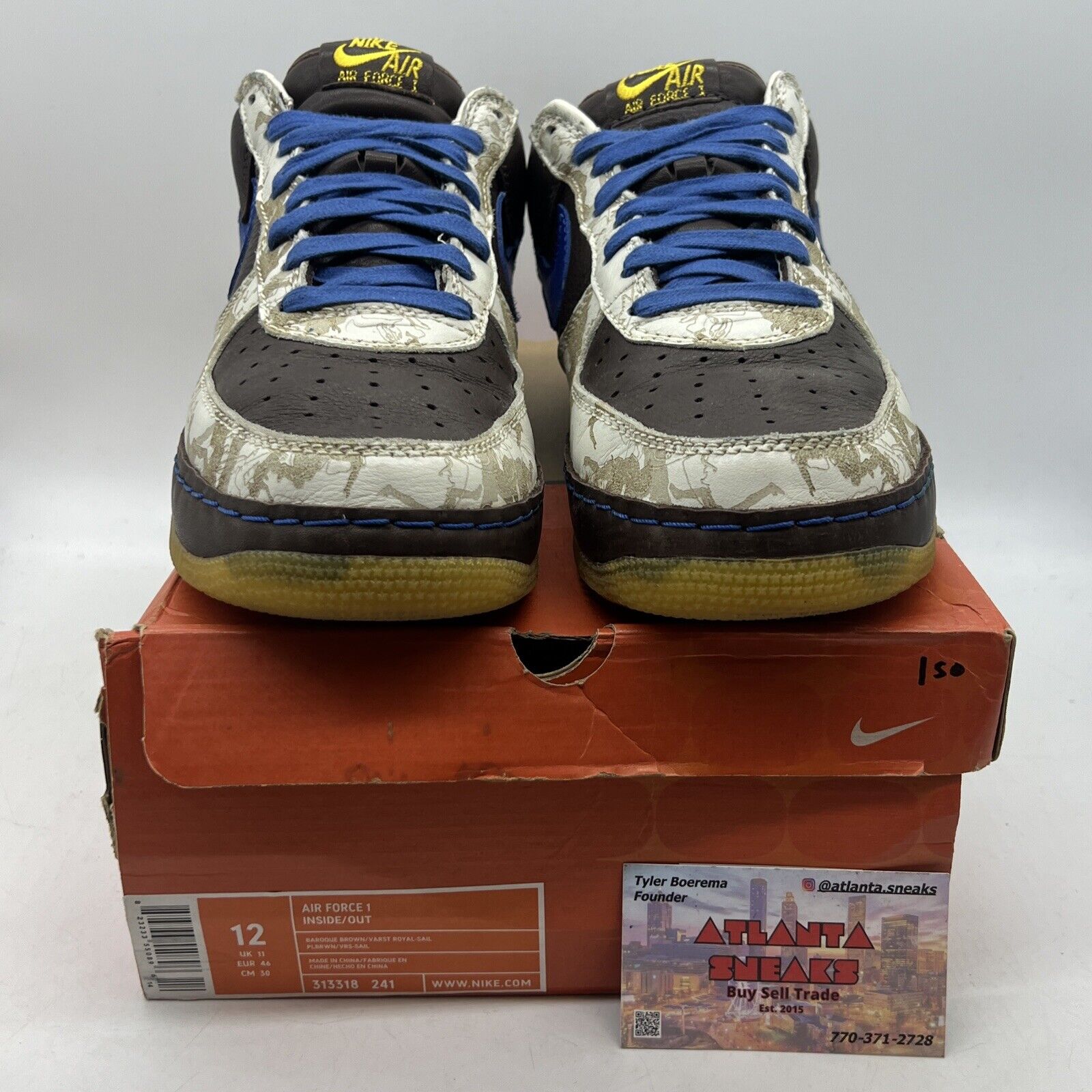 Size 12 - Nike Air Force 1 Inside/Out Brown Blue Leather (313318-241)