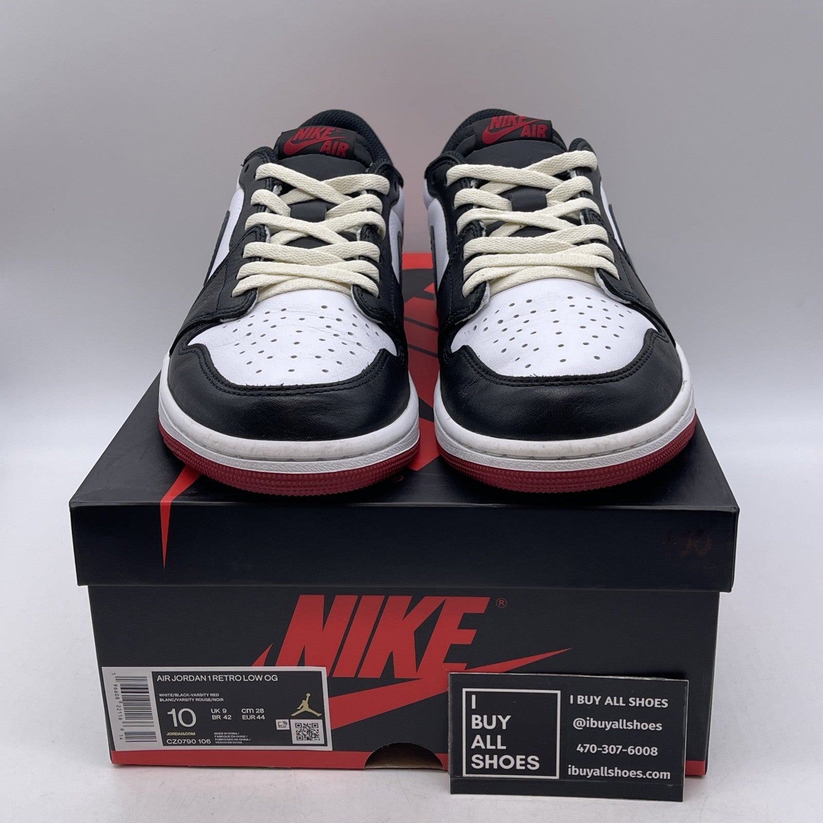 Size 10 - Air Jordan 1 Retro OG Low Black Toe (CZ0790-106)