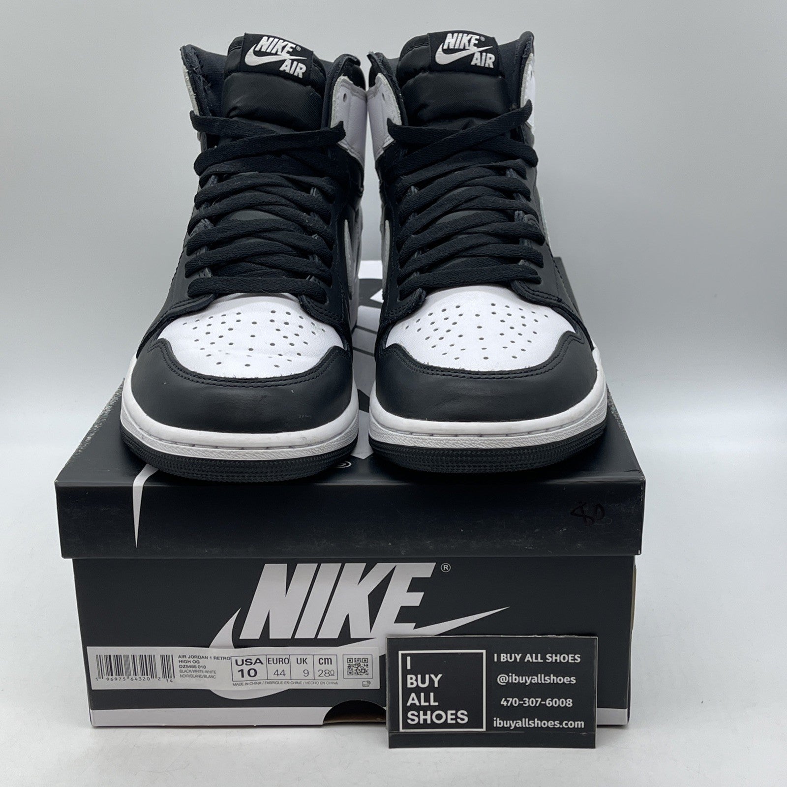 Size 10 - Air Jordan 1 Retro OG High Black White 2.0 Leather (DZ5485-010)
