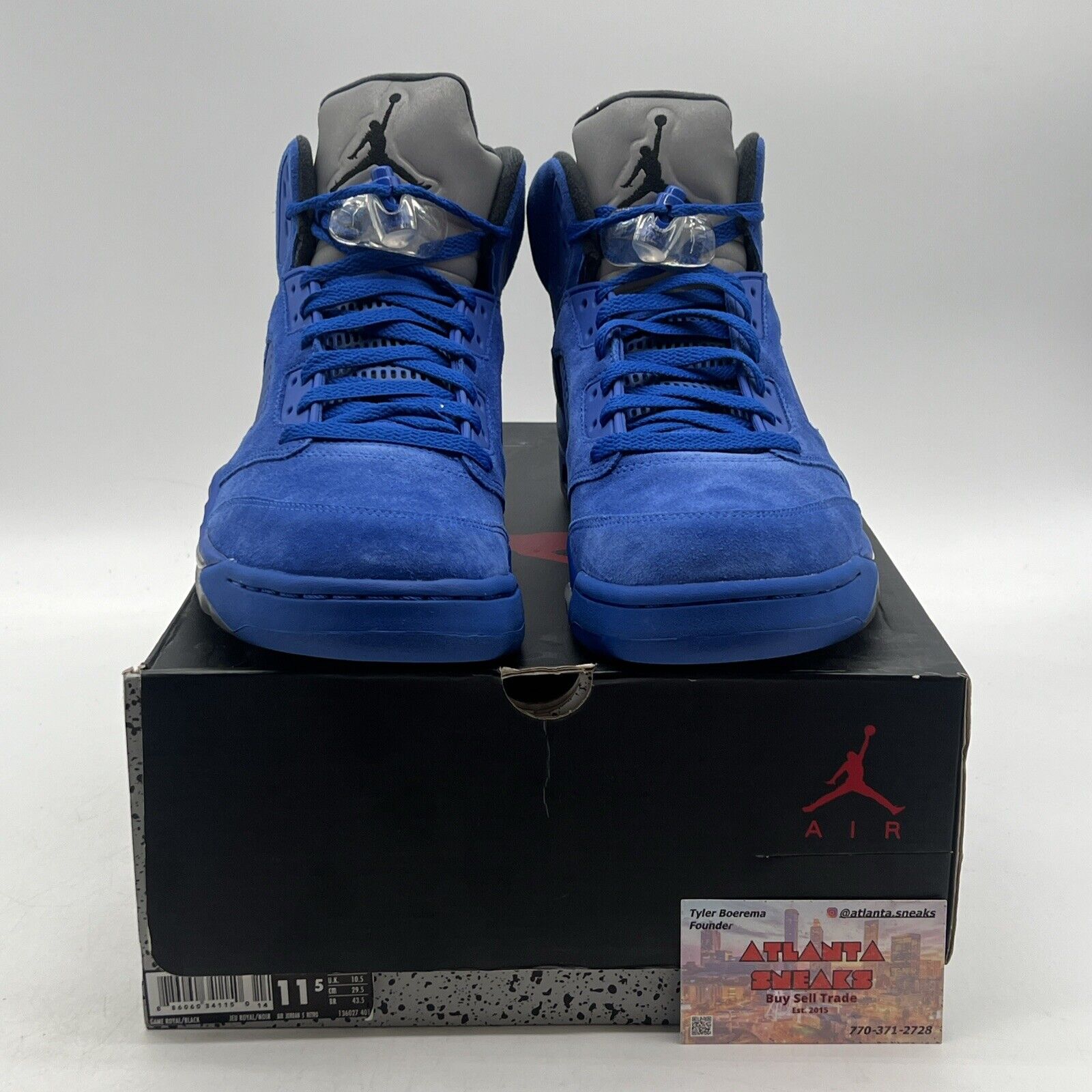 Size 11.5 - Air Jordan 5 Retro Blue Suede Black Grey Suede (136027-401)
