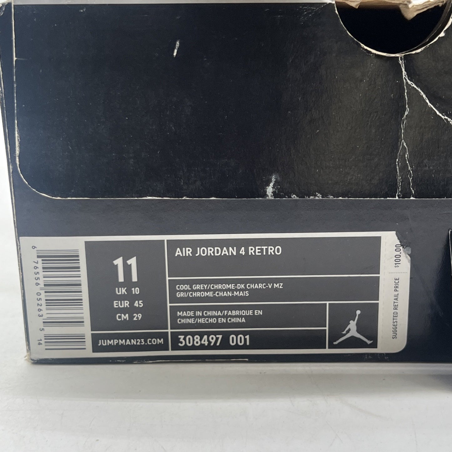 Size 11 - Air Jordan 4 Retro 2004 Cool Grey (308497-001)