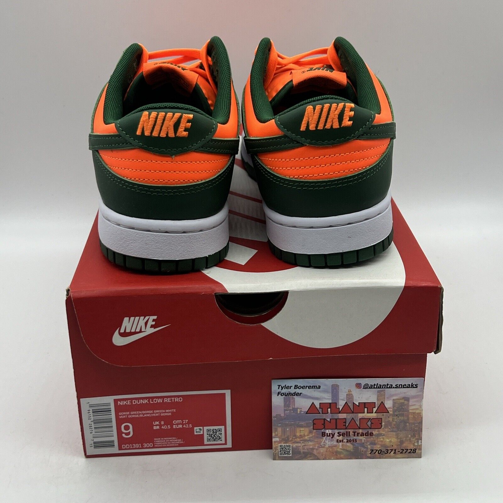 Size 9 - Nike Dunk Low Miami Hurricanes Brand New Og All