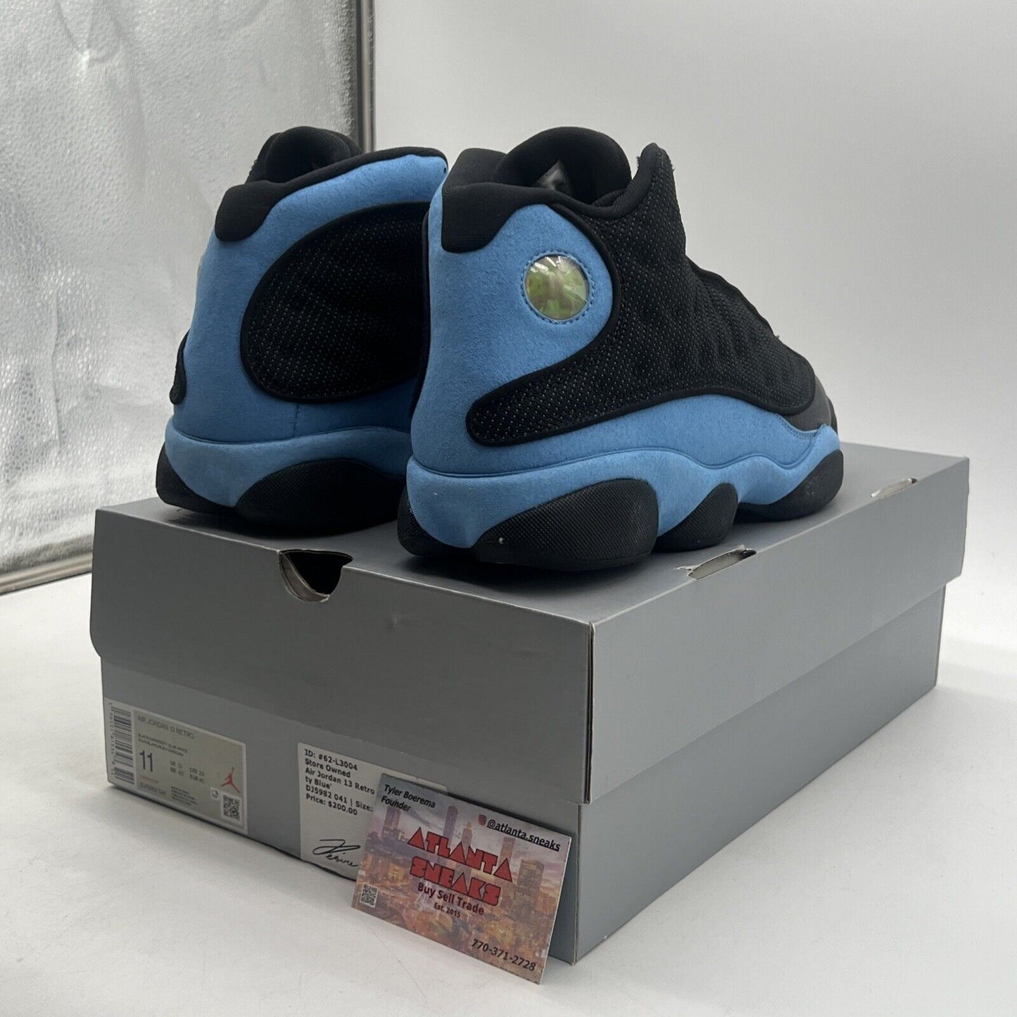 Size 11 - Jordan 13 Retro Mid Black University Blue Suede Leather (DJ5982-041)