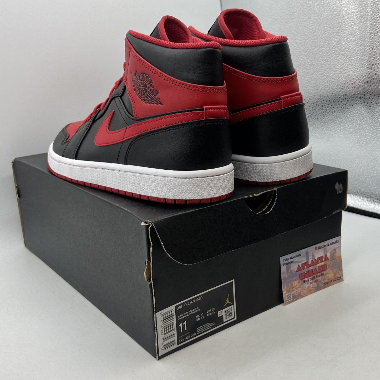 Size 11 - Jordan 1 Mid Alternate Bred Black Red White Leather (DQ8426-060)