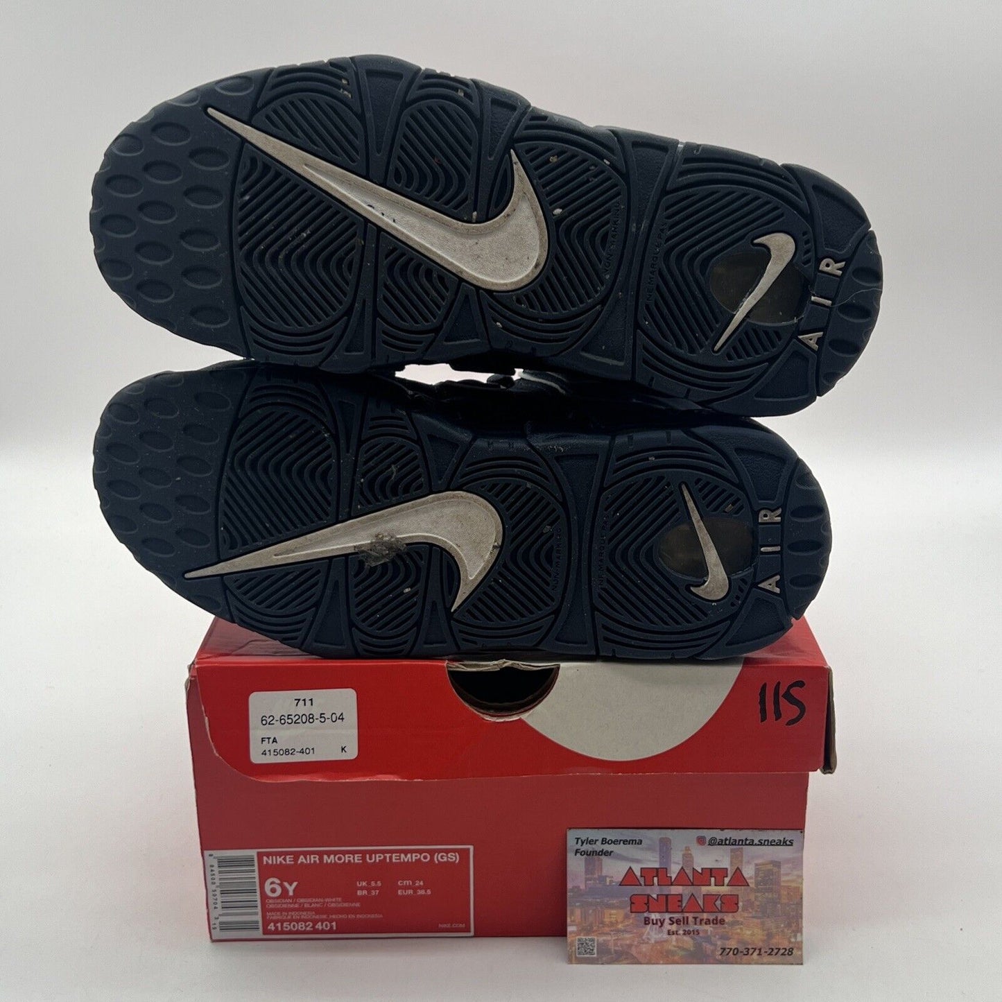 Size 6.5 (GS) - Nike Air More Uptempo Low Navy White Suede (415082-401)