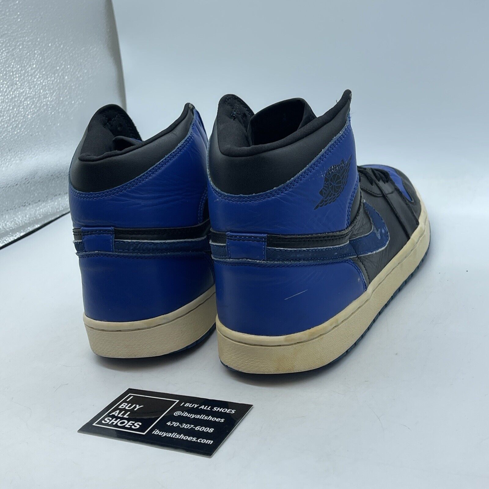 Size 12 - Air Jordan 1 Retro 2001 Royal Blue Black White Leather (136066-041)