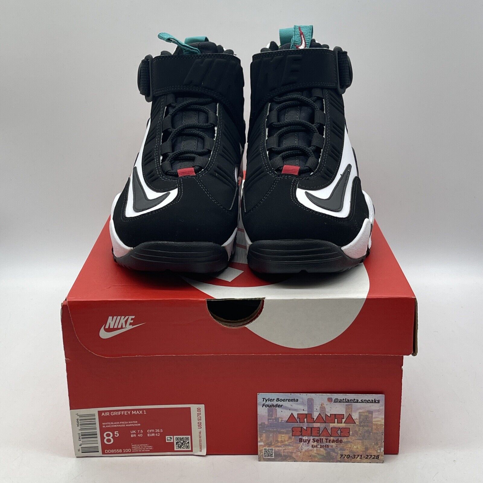 Size 8.5 - Nike Air Griffey Max 1 2021 Freshwater Black Suede White (DD8558-100)