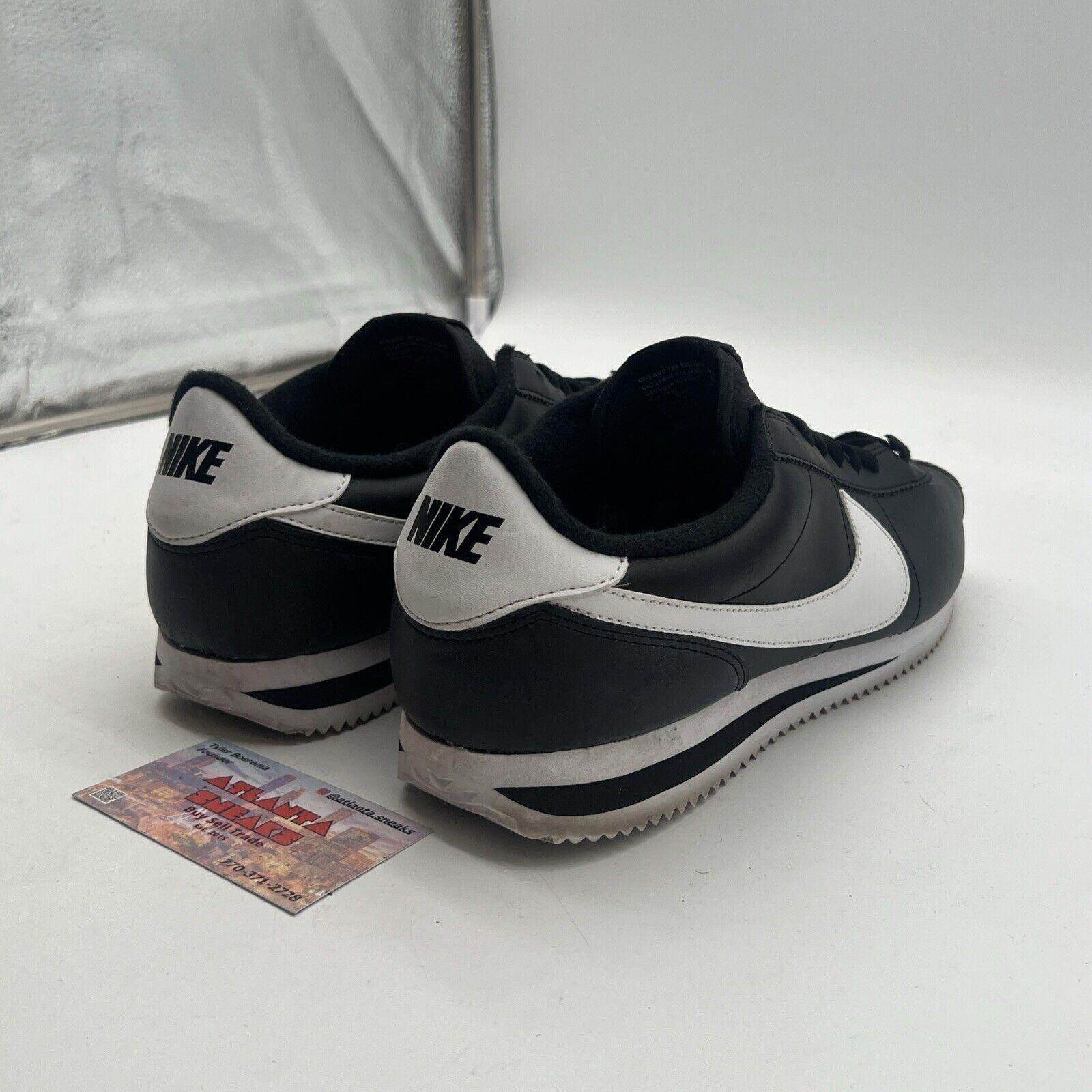 Size 10 - Nike Cortez Basic Leather Black White (819719-012)