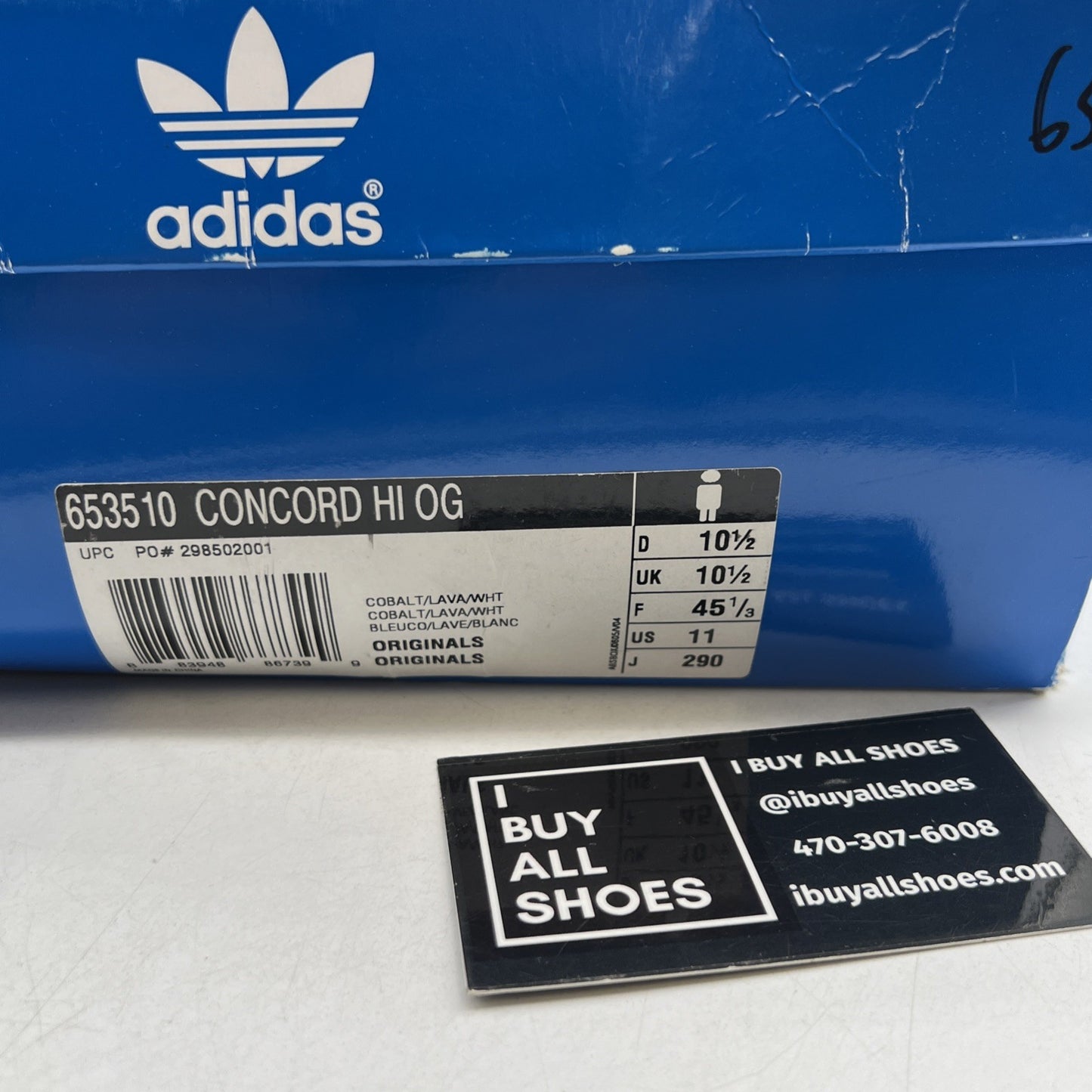 Size 11 - Adidas Concord Blue Leather High Top Sneaker (663510)