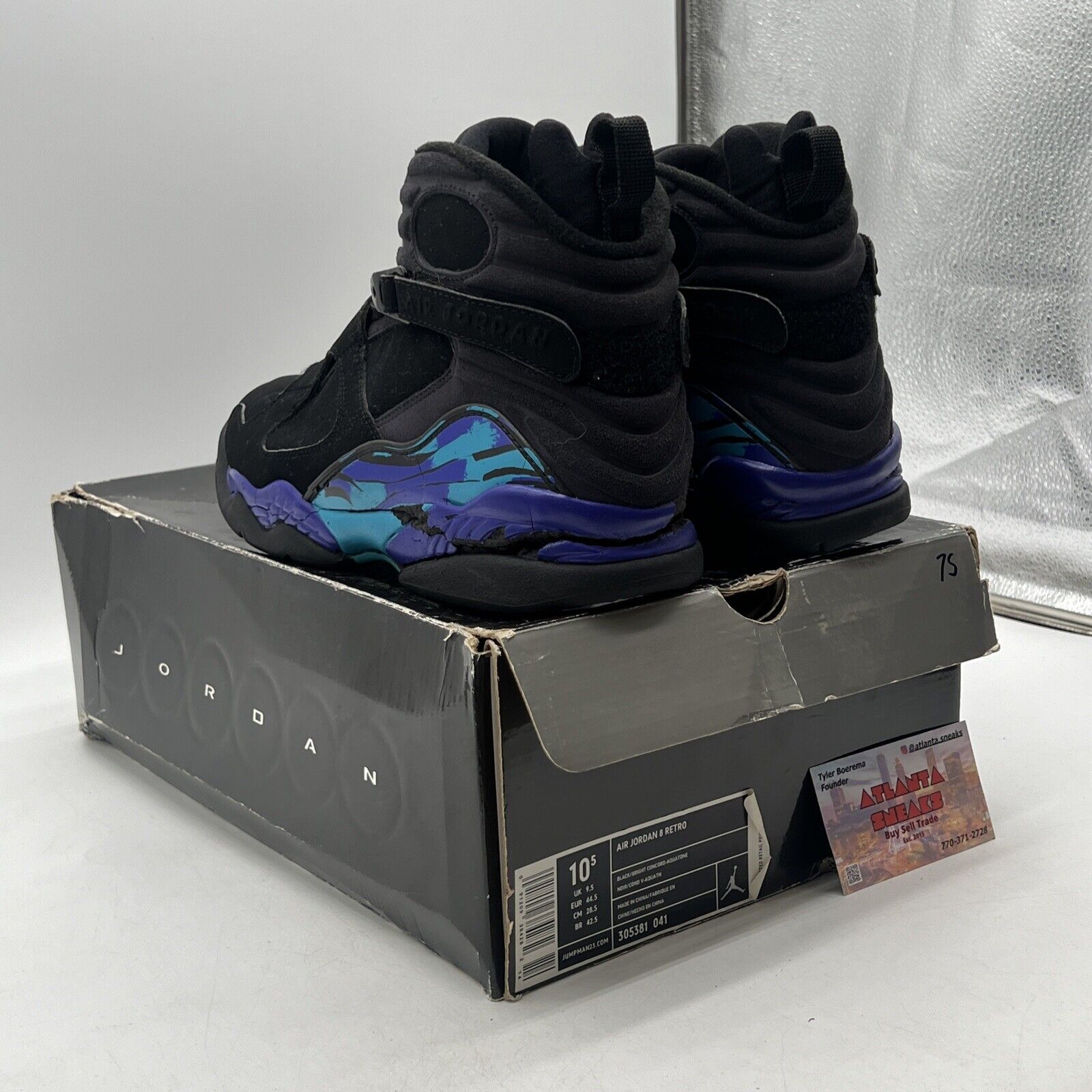 Size 10.5 - Air Jordan 8 Retro 2007 Aqua Purple Blue Suede (305381-041)