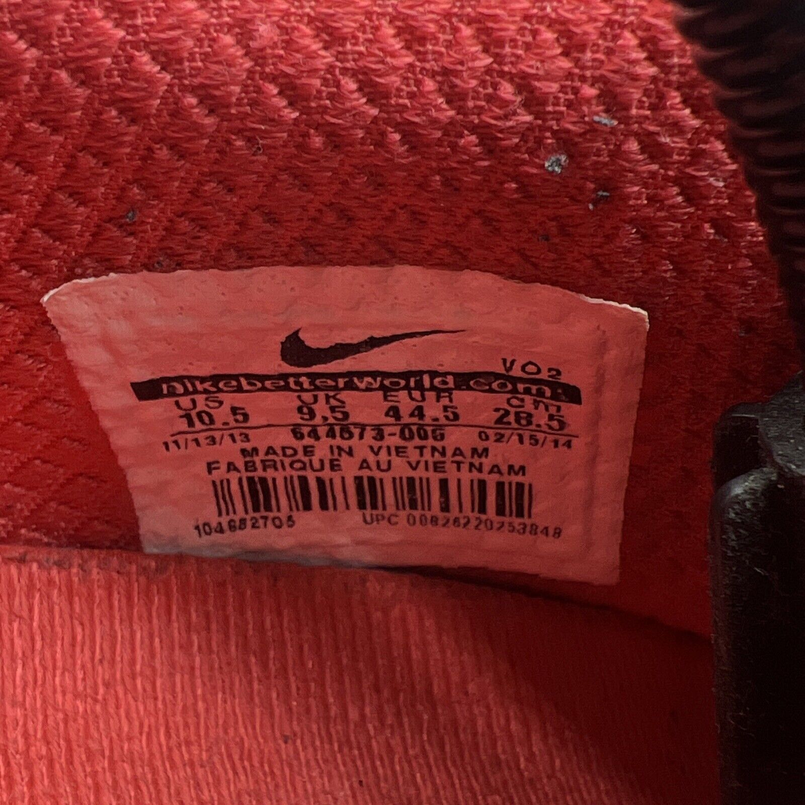 Size 10.5 - Nike Fingertrap Max Red (644673-006)