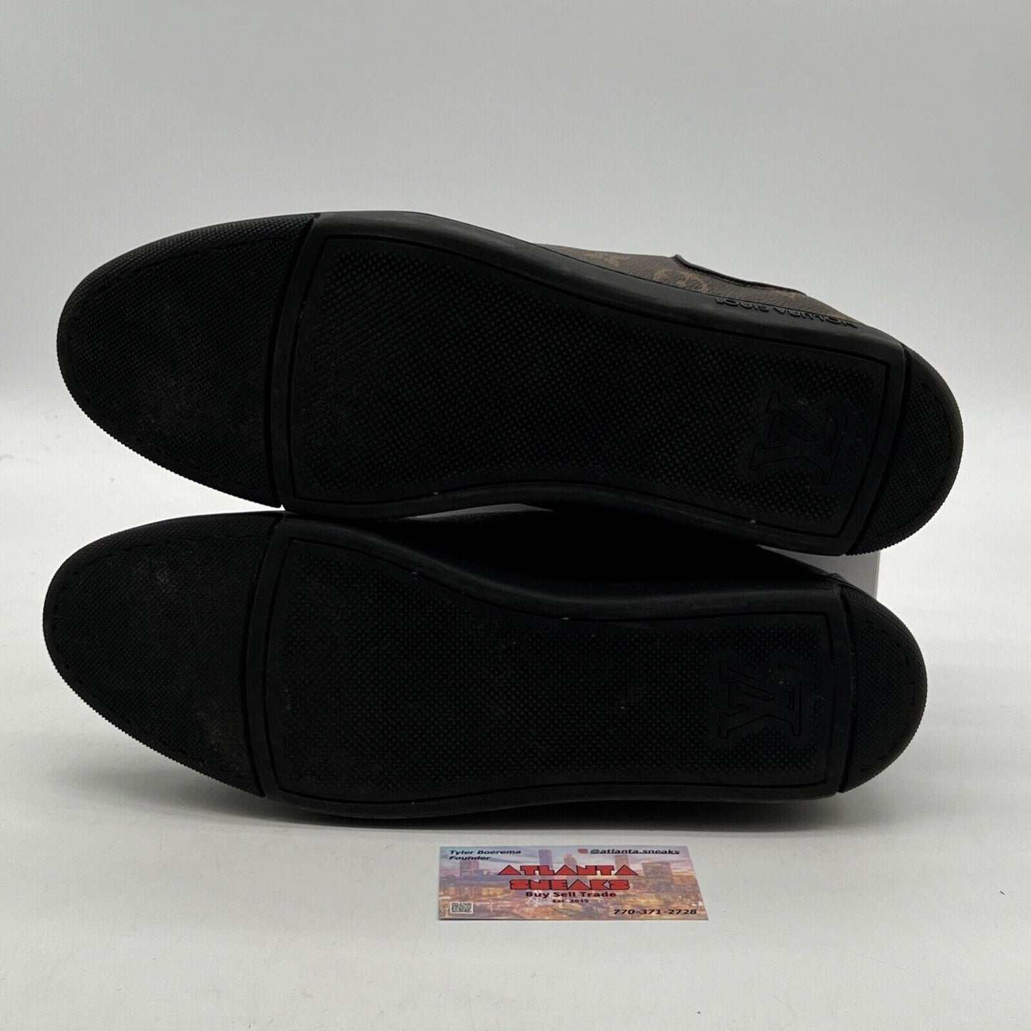 Size 13 -Louis Vuitton Brown/Black Monogram Canvas and Leather Match Up Low Top