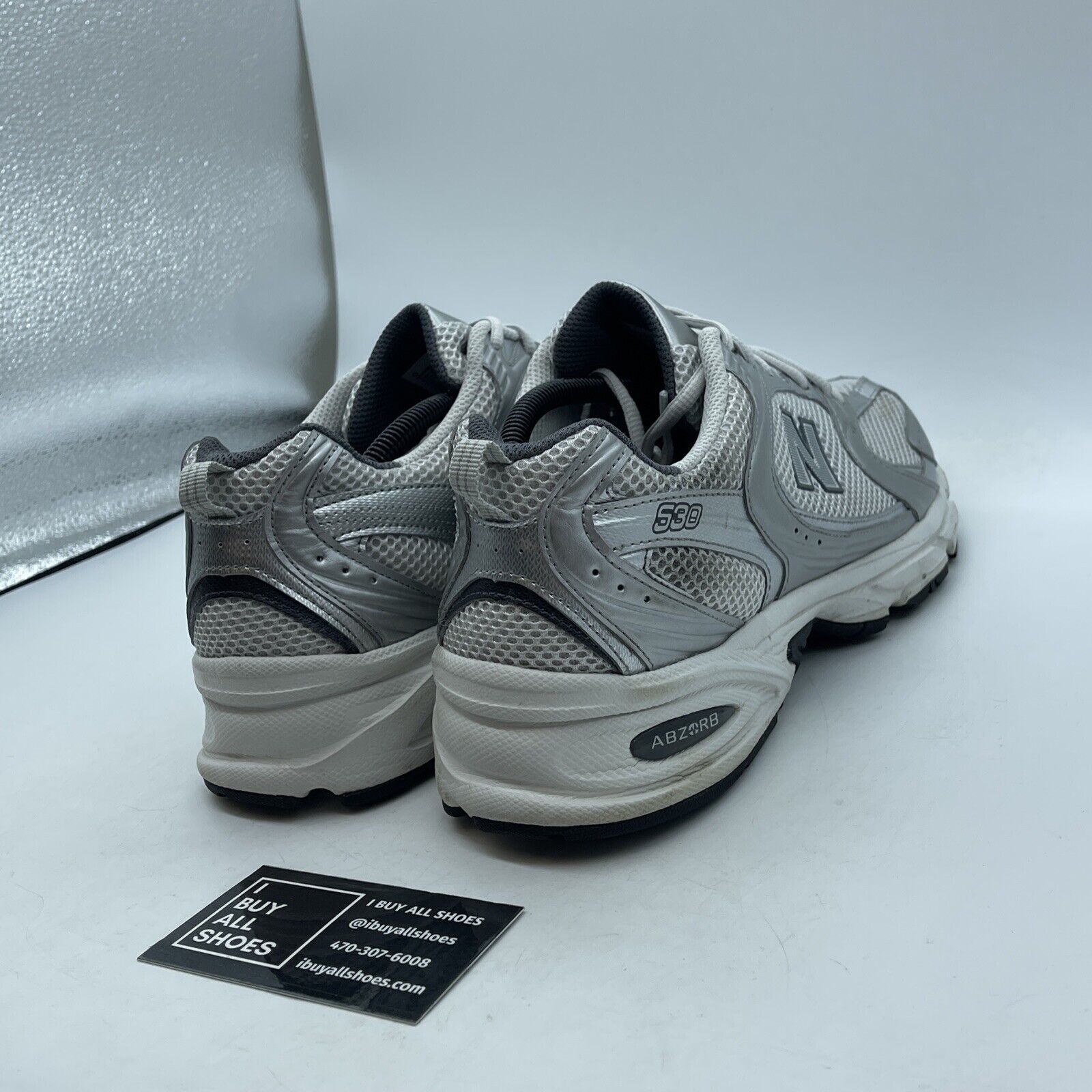 Size 11 - New Balance X J Crew 530 sneakers Silver Metallic Suede (MR530LG)