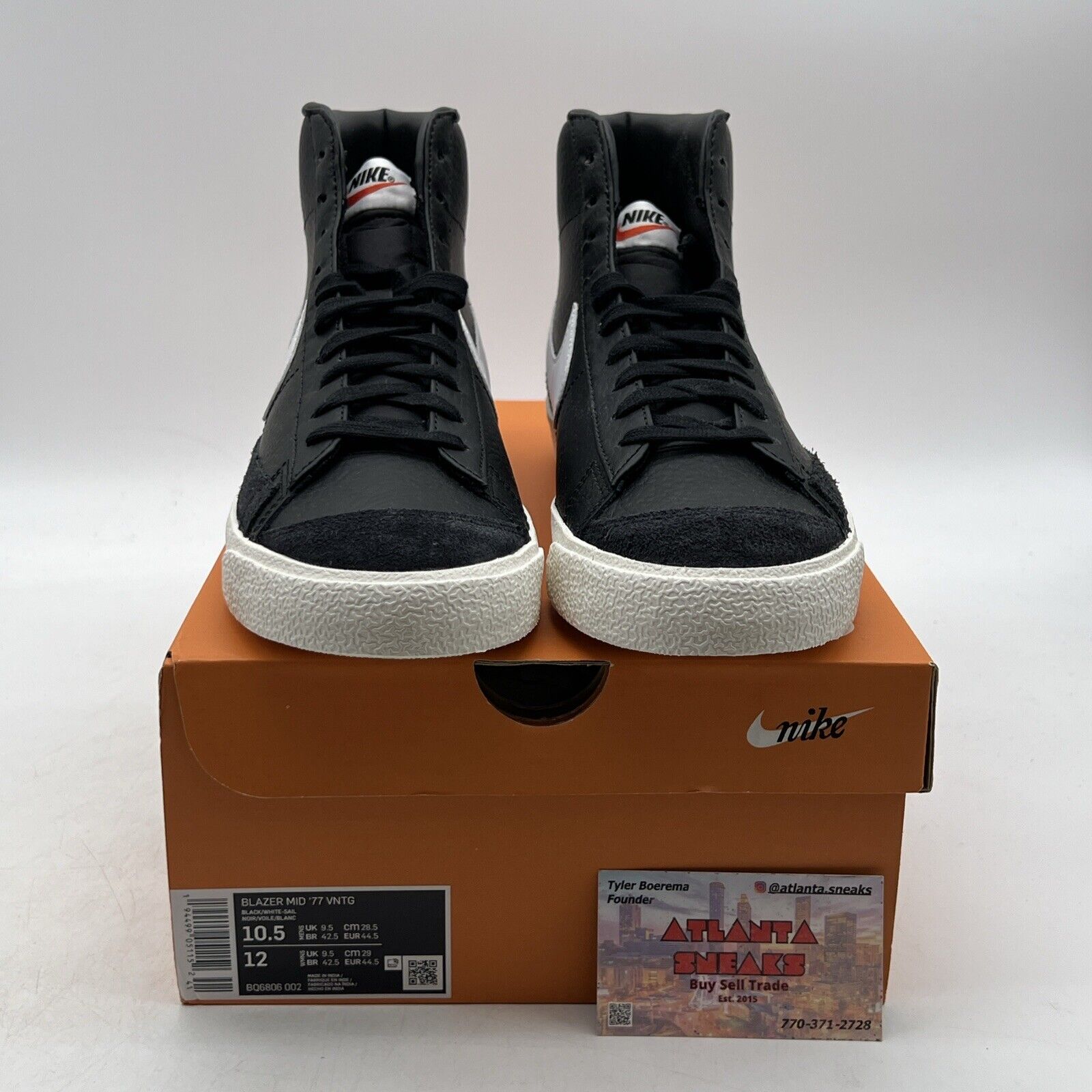 Size 10.5 - Nike Blazer '77 Vintage Mid Black Sail Leather (BQ6806-002)