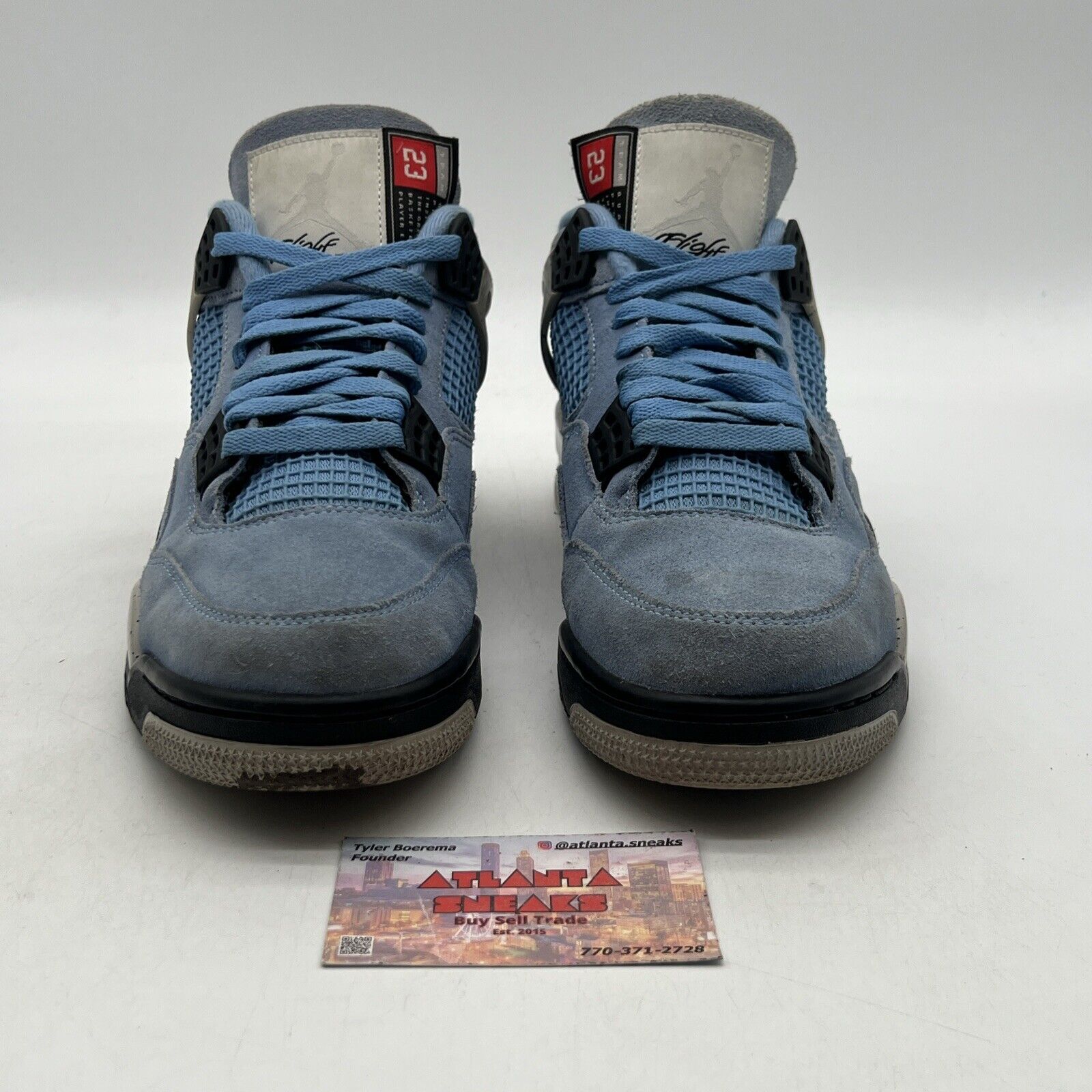 Size 9 - Jordan 4 Retro Mid University Blue Grey Black White Suede (CT8529-400)