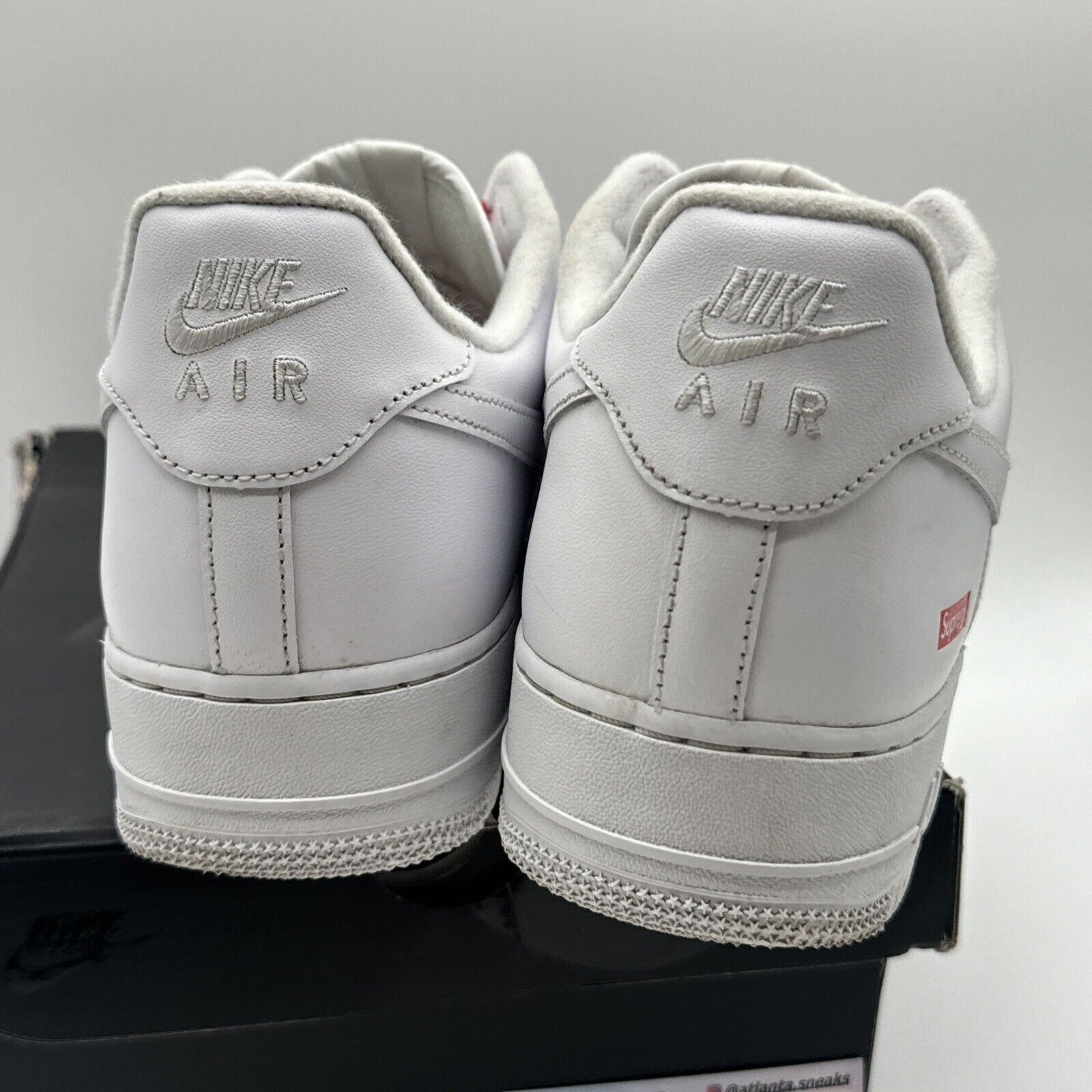 Size 12 - Nike Air Force 1 x Supreme Low Box Logo - White Red Leather OG All