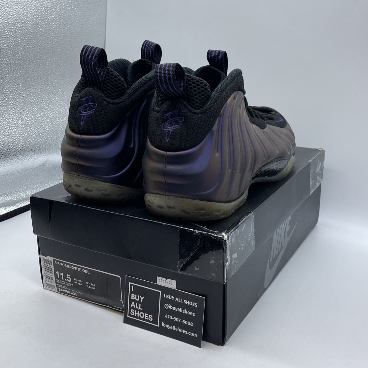 Size 11.5 - Nike Air Foamposite One 2017 Eggplant Purple Black (314996-008)