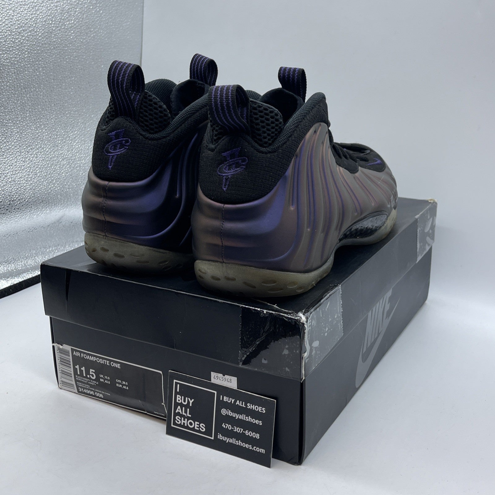 Size 11.5 - Nike Air Foamposite One 2017 Eggplant Purple Black (314996-008)