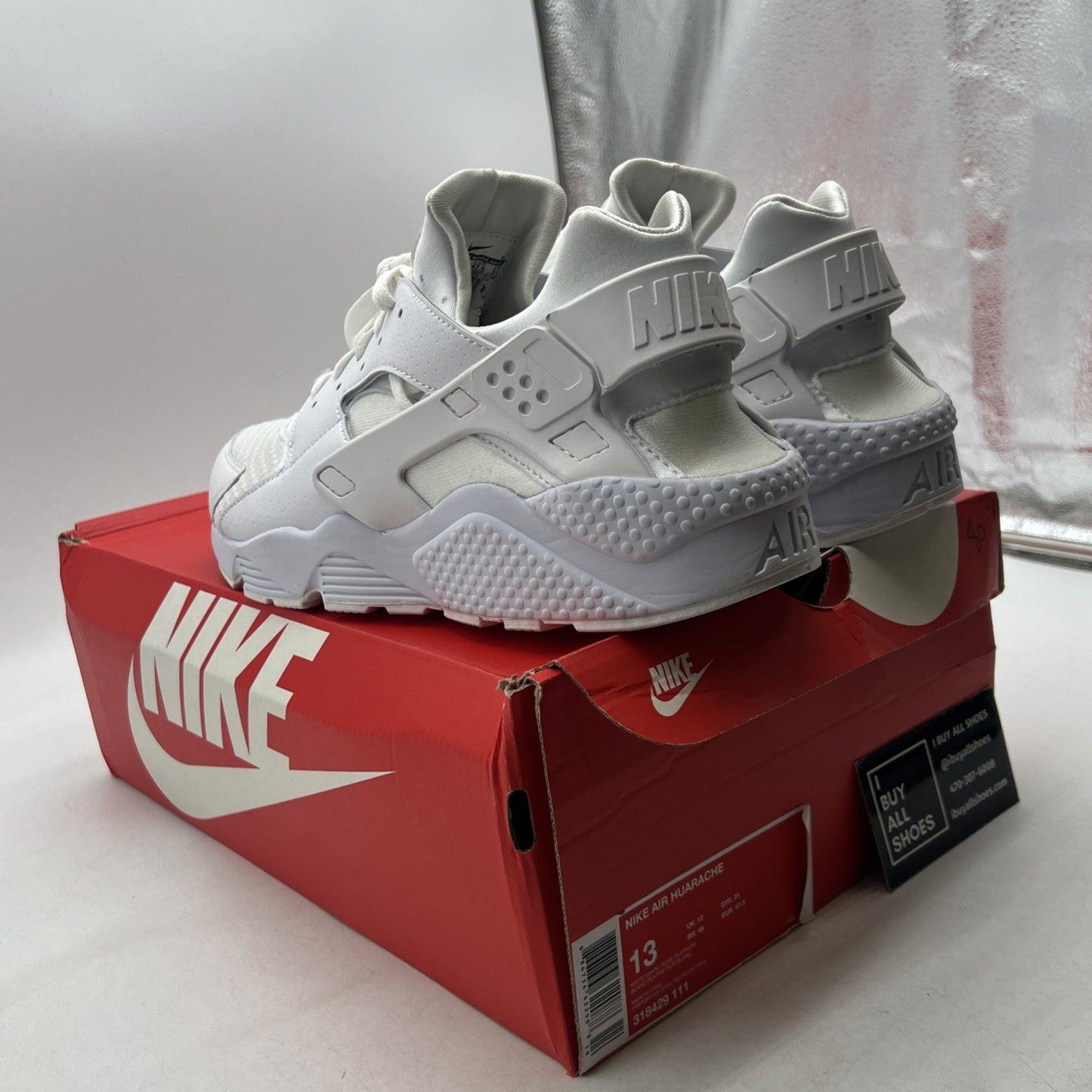 Size 13 - Nike Air Huarache All White (318429-111)