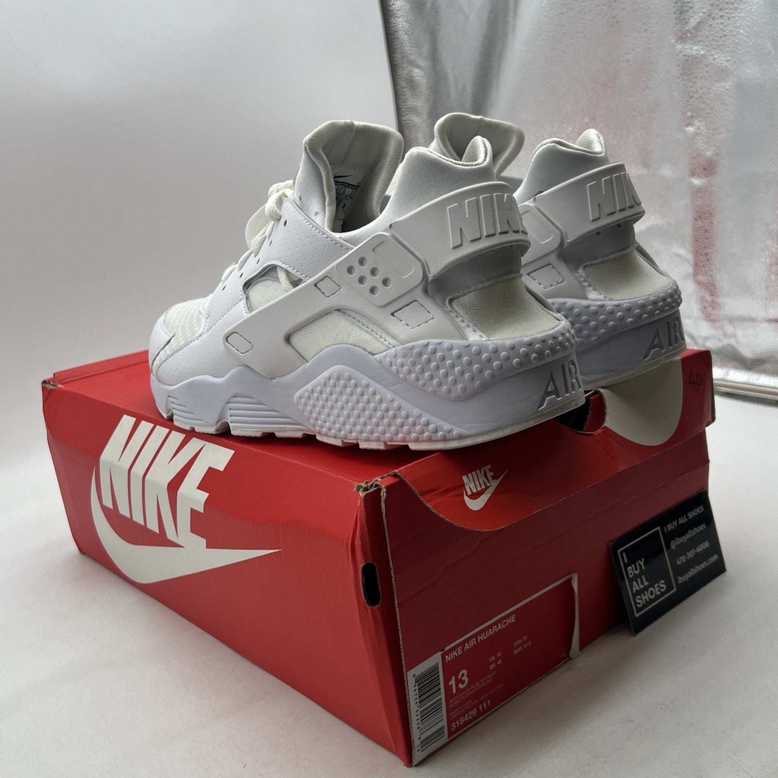 Size 13 - Nike Air Huarache All White (318429-111)