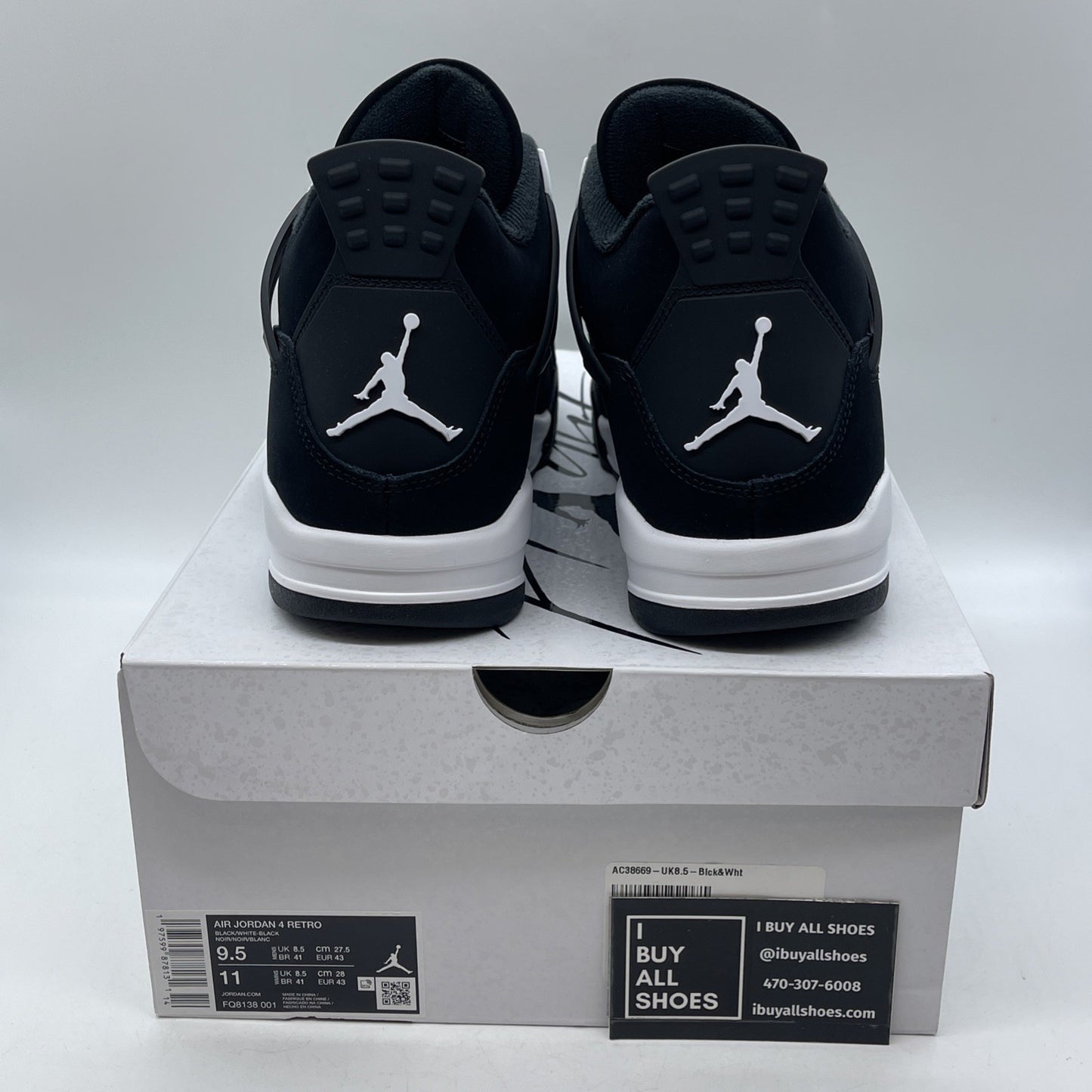 Size 9.5 - Air Jordan 4 Retro White Thunder Black Suede (FQ8138-001)