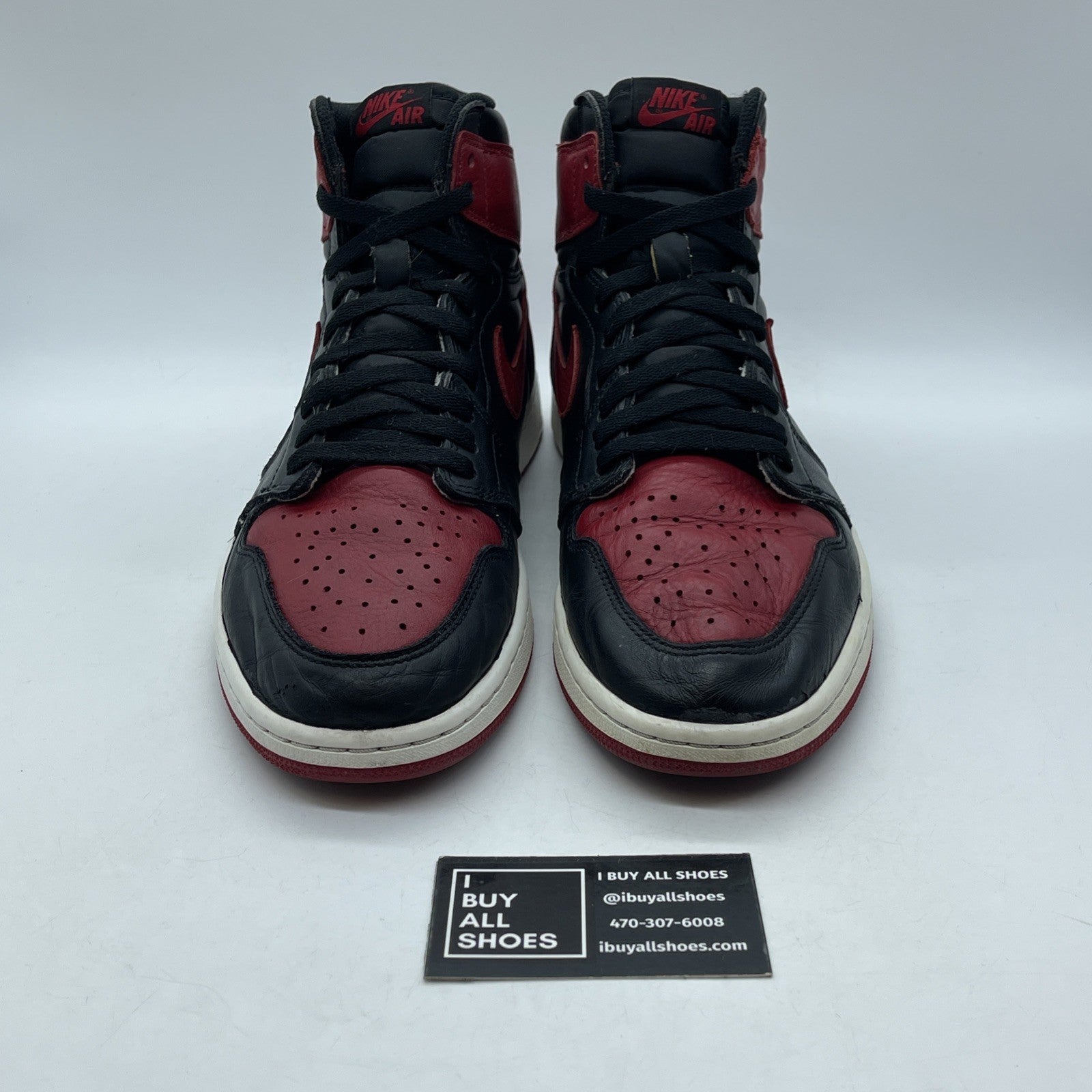 Size 12 - Jordan 1 Retro OG High Banned, Bred Black Red Leather (555088-001)