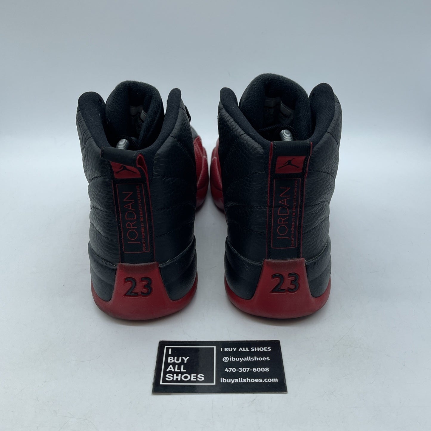 Size 9.5 - Jordan 12 Retro Mid Flu Game Black Red Leather (130690-002)
