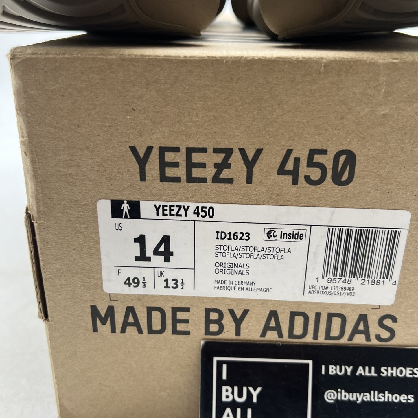 Size 14 - Adidas Yeezy 450 Stone Flax Brown Suede (ID1623)